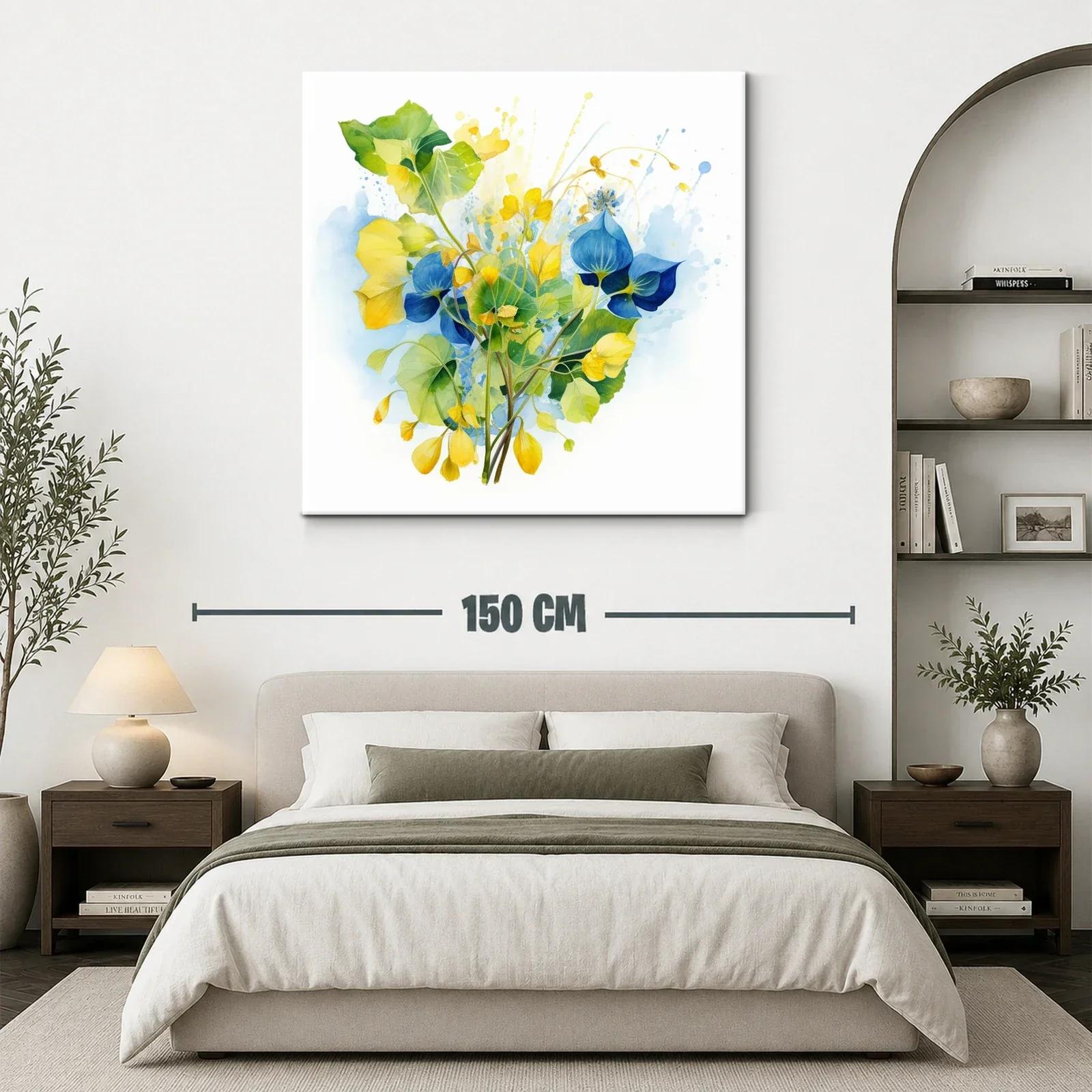 Composición floral en tonos azules y amarillos vibrantes — miniatura 3