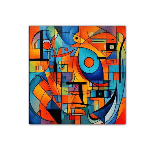 Composición abstracta en tonos cálidos y fríos vibrantes