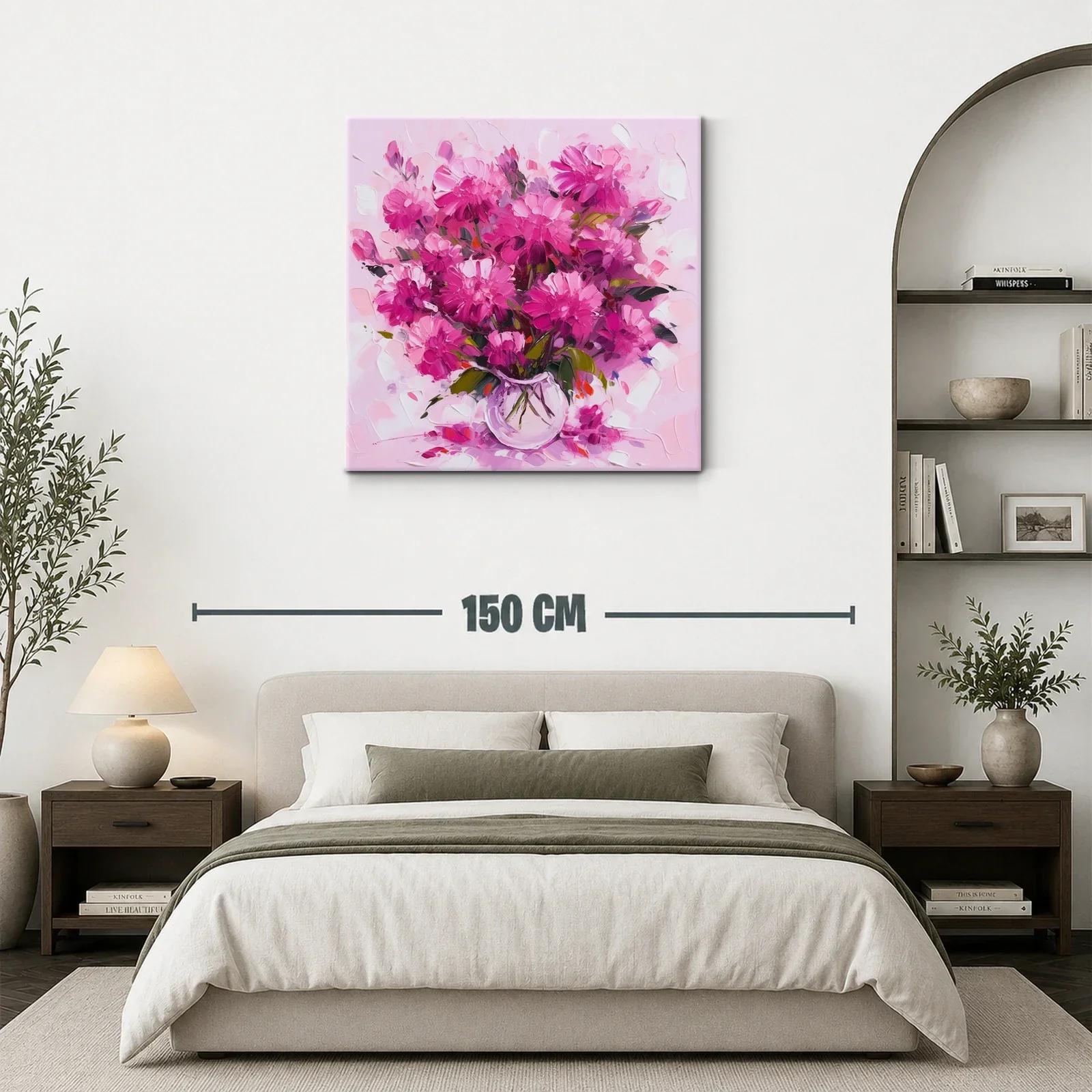 Cuadro floral con vibrantes tonos rosas y lilas — miniatura 3