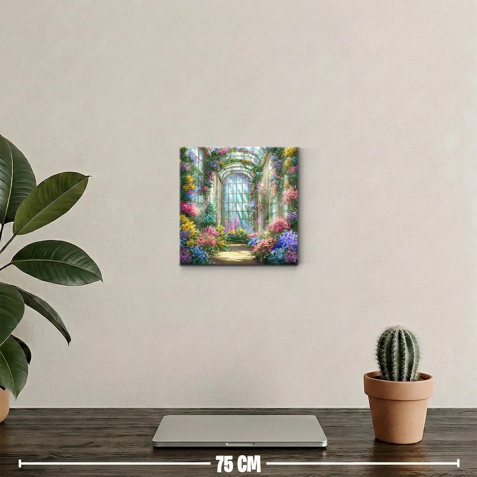 Jardín de flores en invernadero con luz brillante — miniatura 2