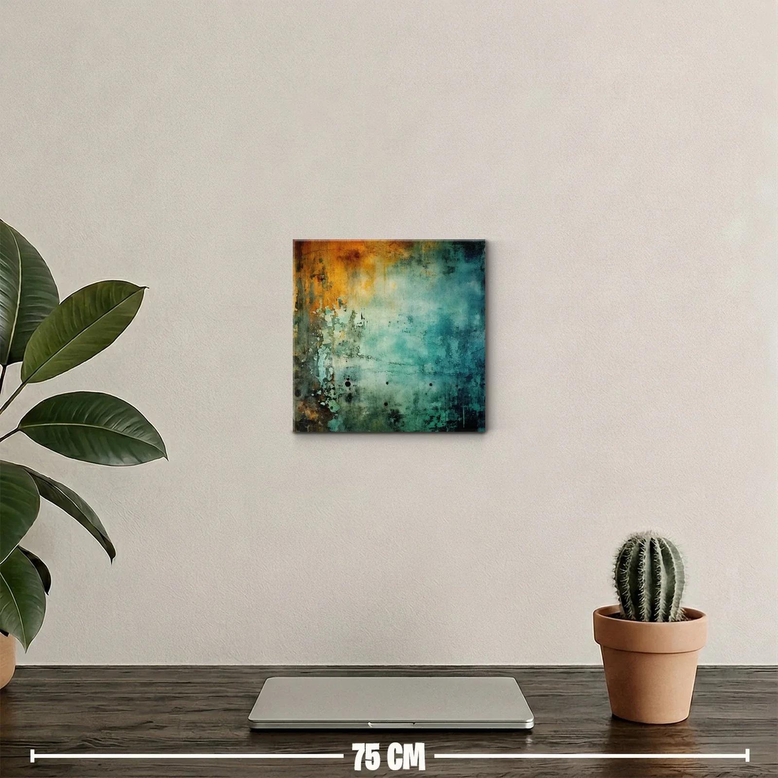 Cuadro abstracto con texturas y tonos cálidos y fríos — miniatura 2