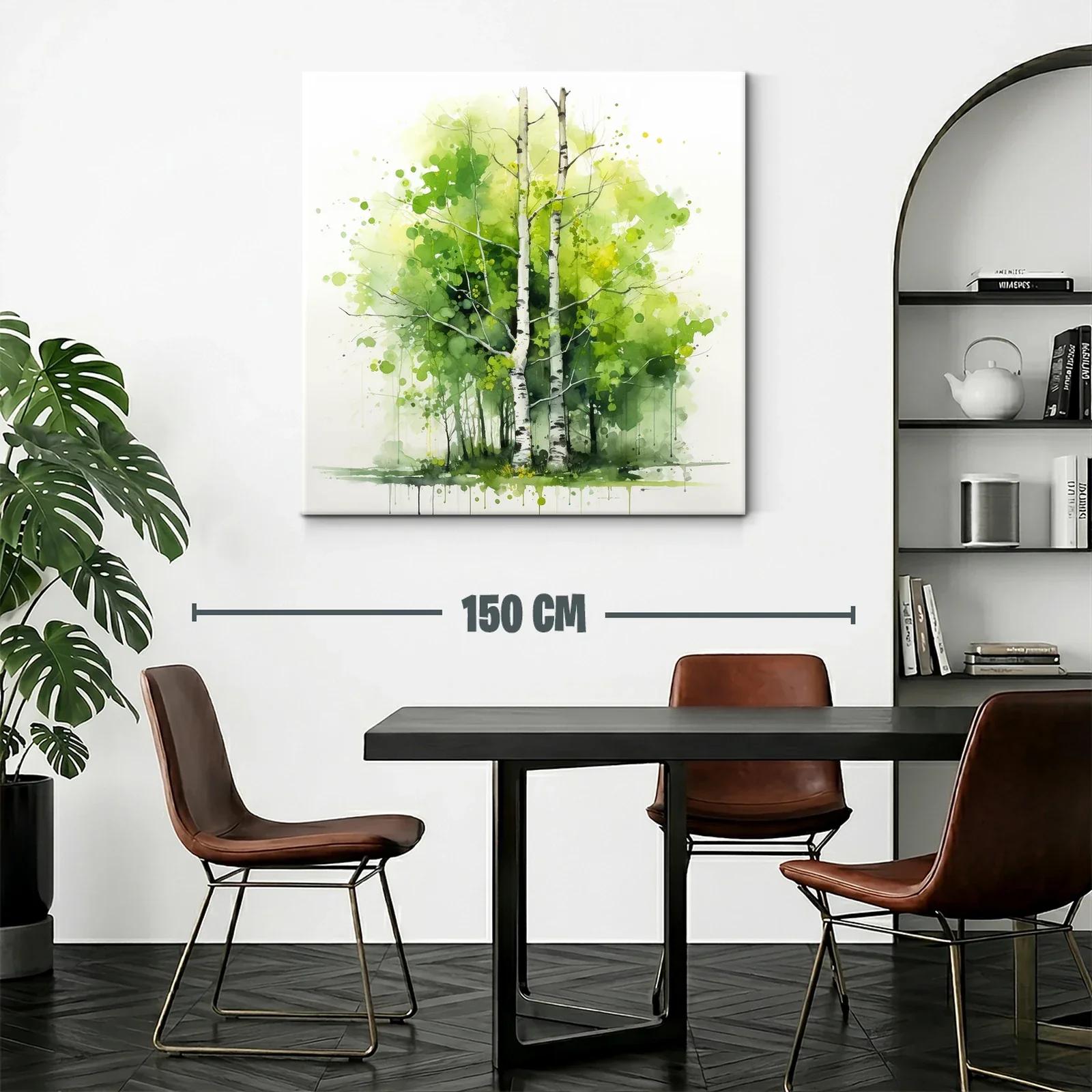 Bosque de abedules en tonos verdes y amarillos — miniatura 2