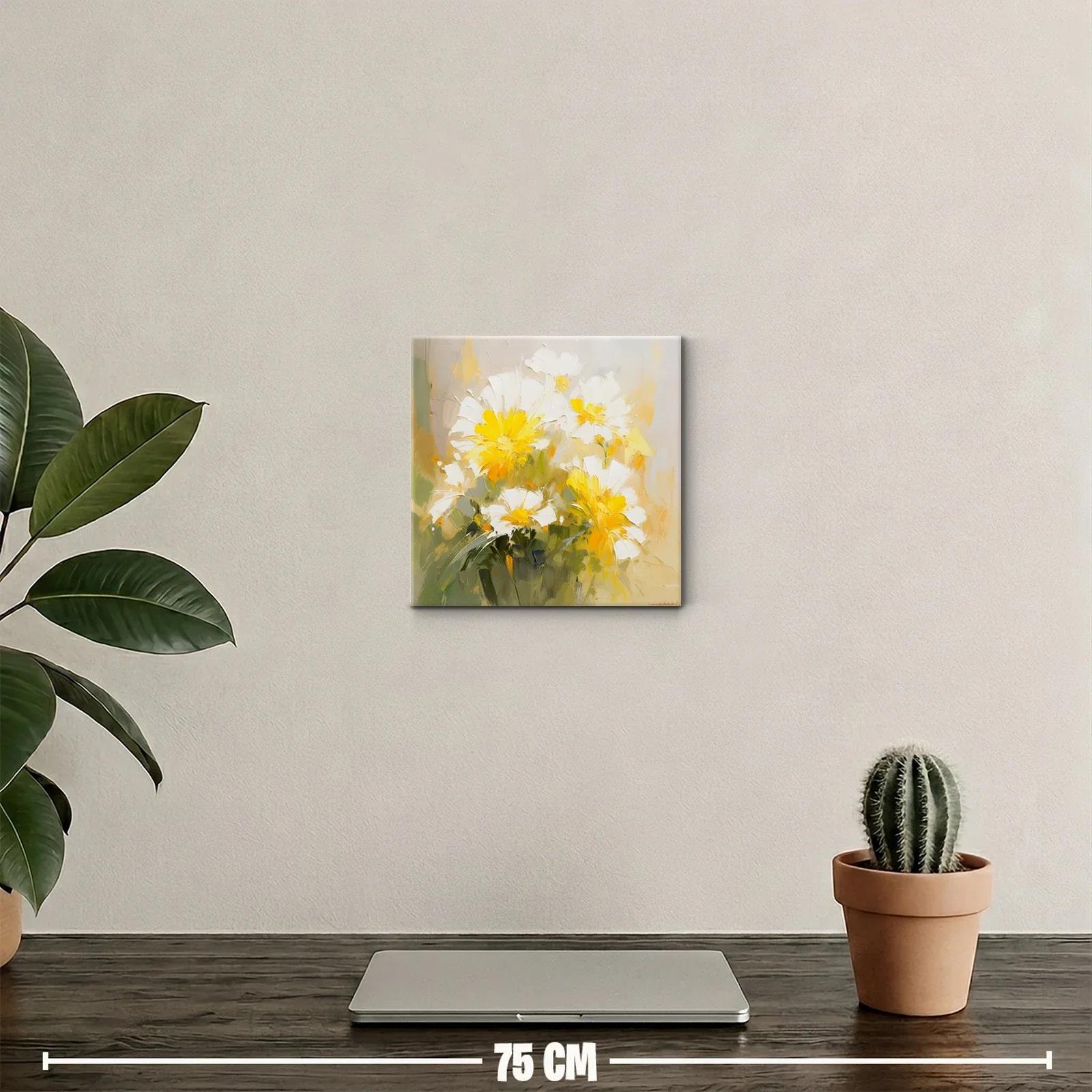 Cuadro Floral en Tonos Amarillos y Blancos para Decoración — miniatura 2