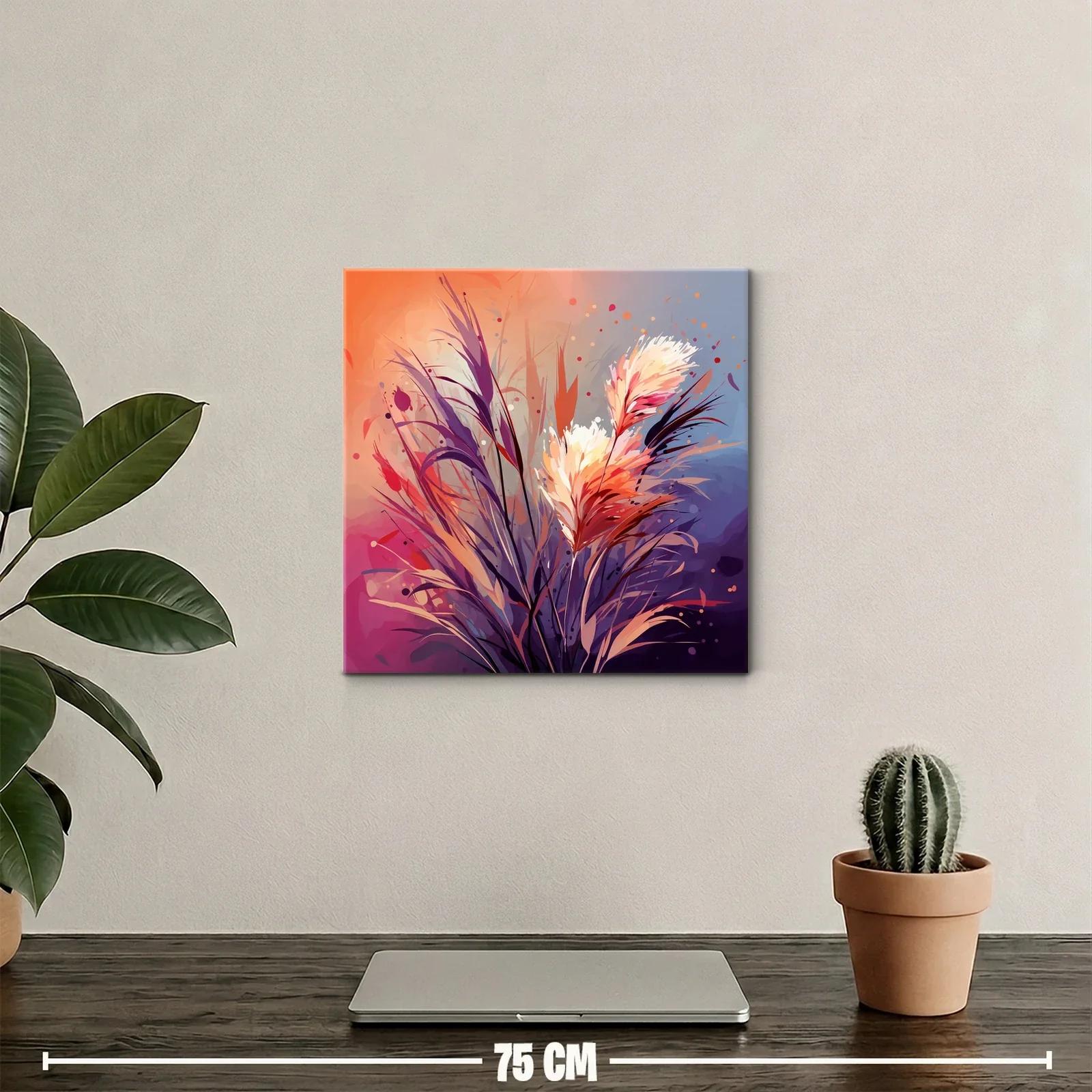 Composición abstracta de flores en tonos cálidos y fríos — miniatura 2