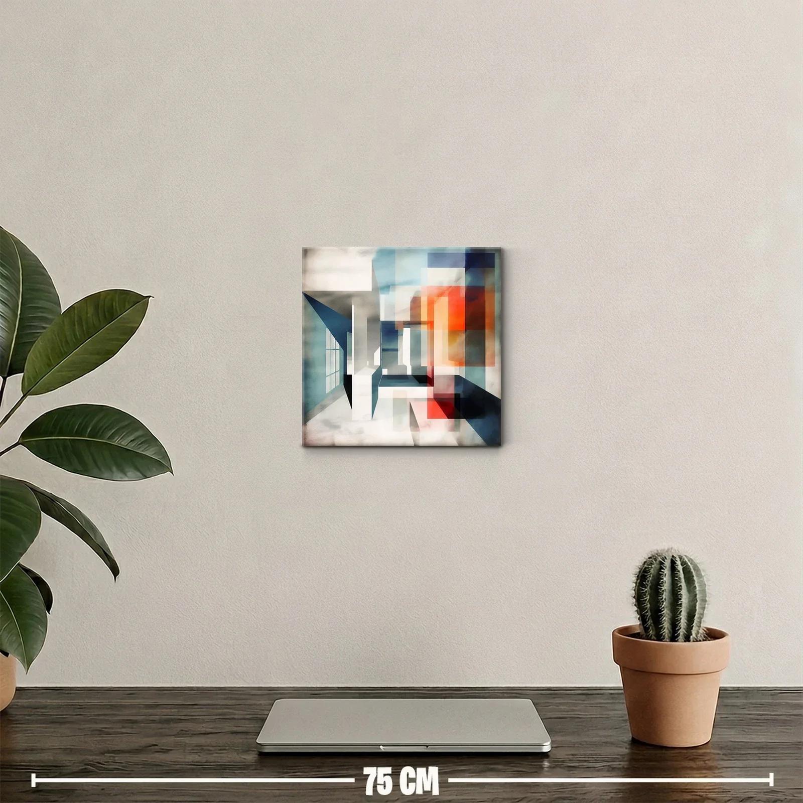 Composición abstracta con formas geométricas en tonos cálidos y fríos — miniatura 2