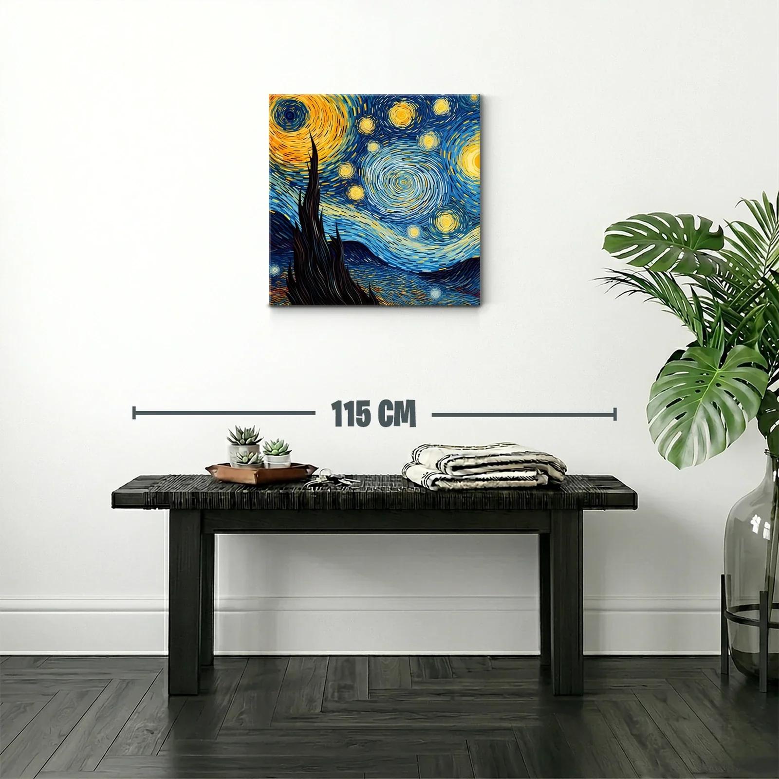 Cuadro nocturno con cielo estrellado en tonos vibrantes — miniatura 2