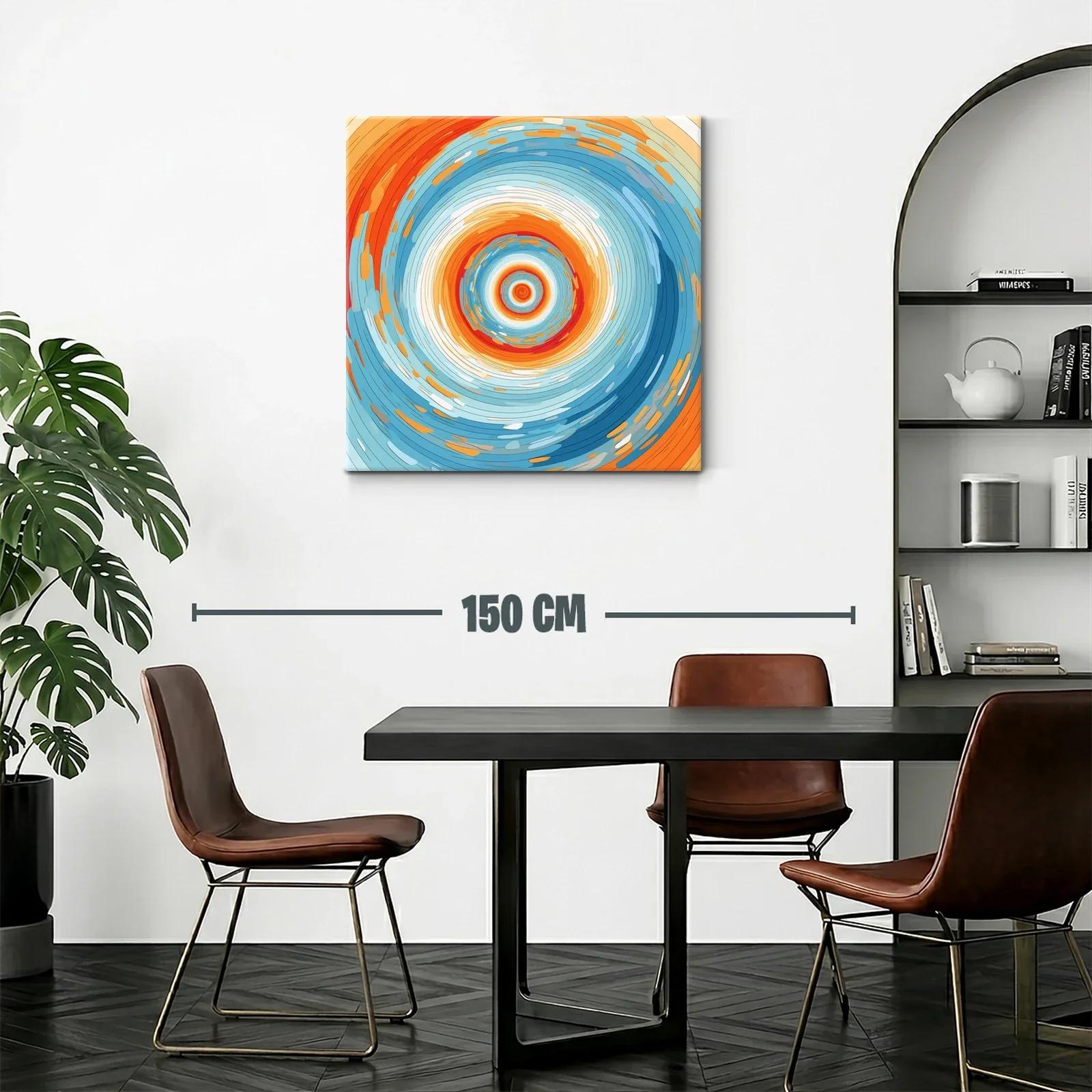 Cuadro abstracto con círculos concéntricos vibrantes — miniatura 2