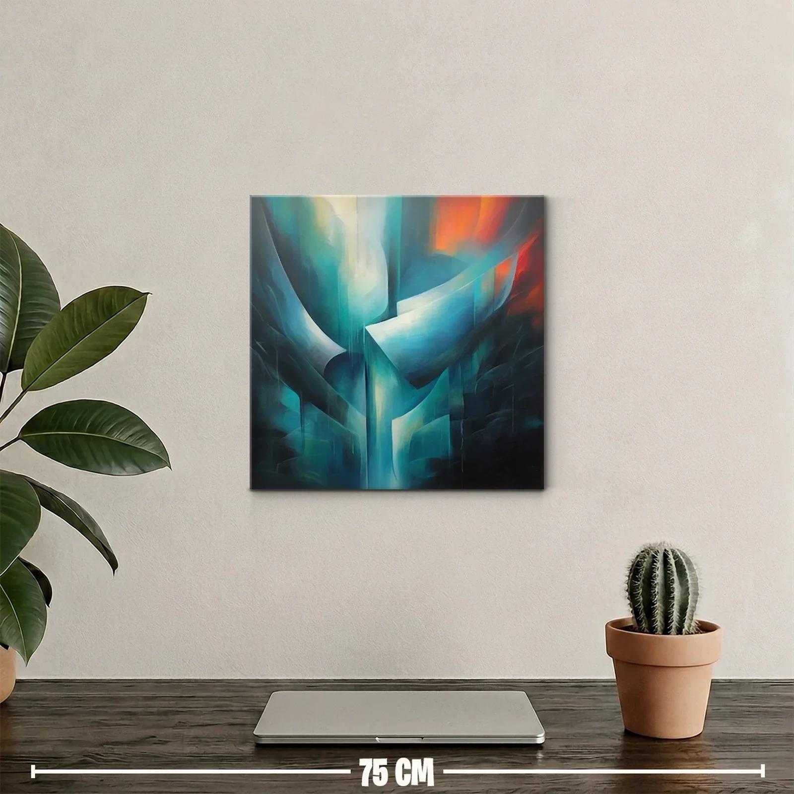 Abstracto en tonos fríos con destellos cálidos vibrantes — miniatura 2