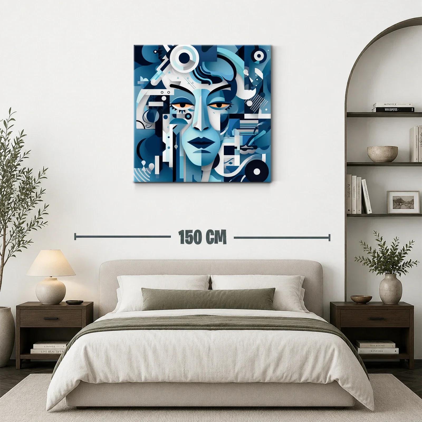 Rostro abstracto en tonos azules con estilo geométrico — miniatura 3