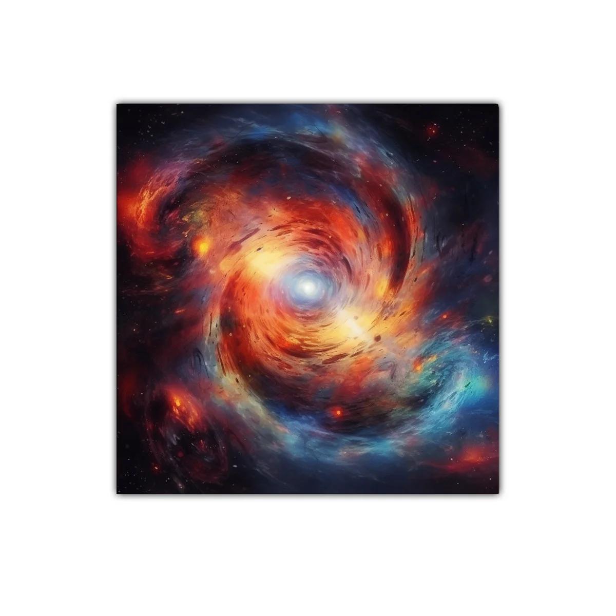 Cuadro abstracto de galaxia en vibrantes tonos cálidos y fríos — imagen principal