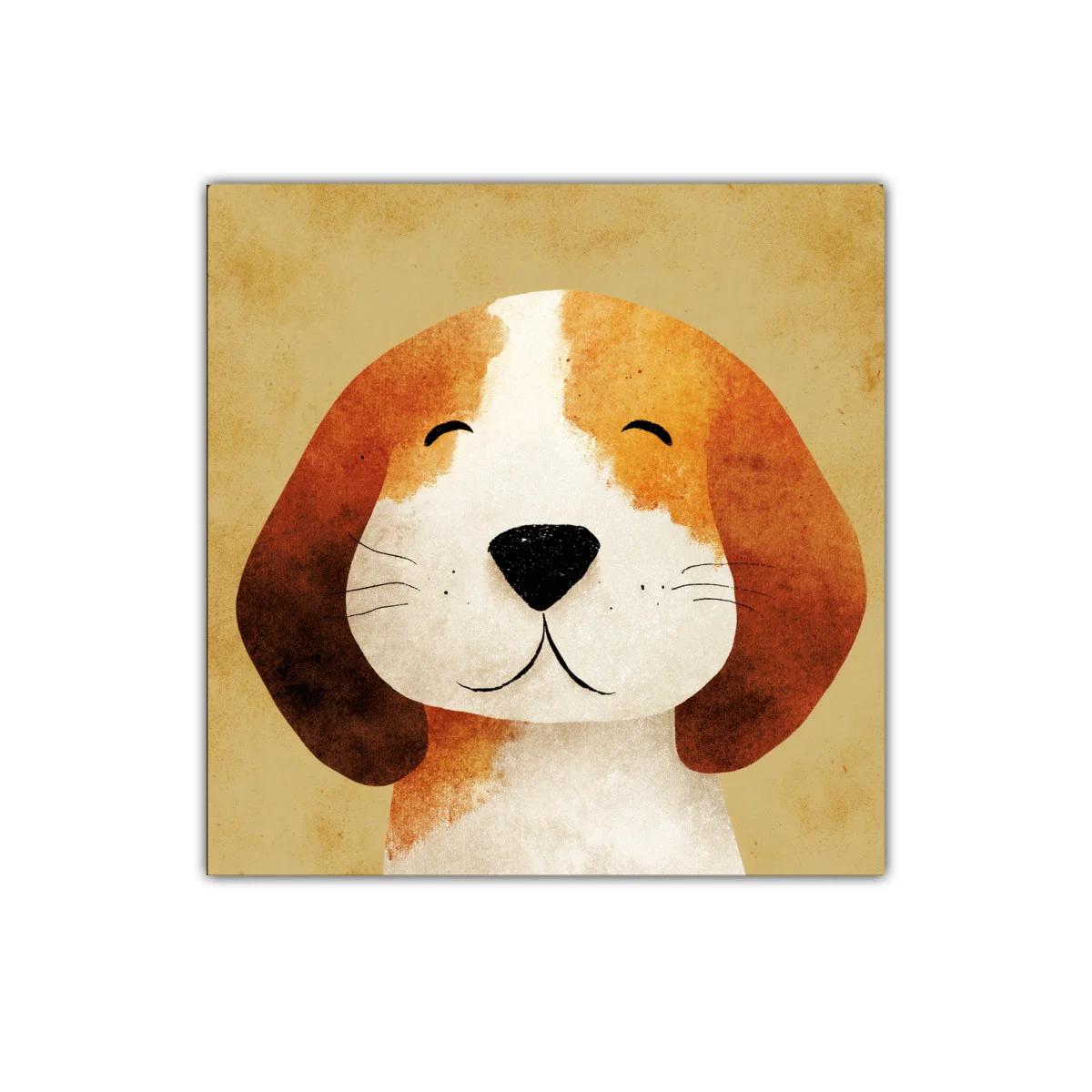 Cuadro decorativo perro sonriente con tonos cálidos
