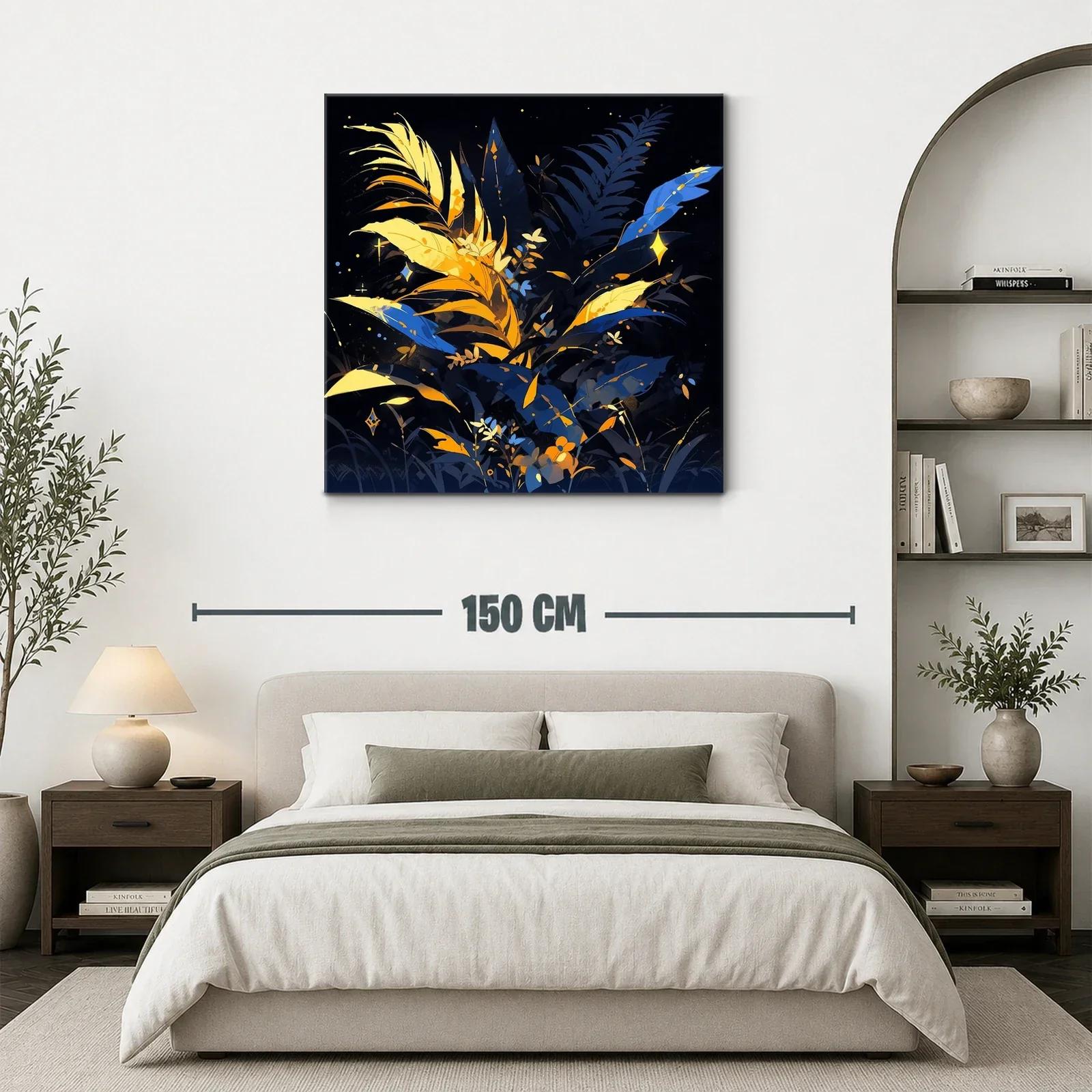 Ramillete luminoso de hojas en tonos azules y dorados — miniatura 3