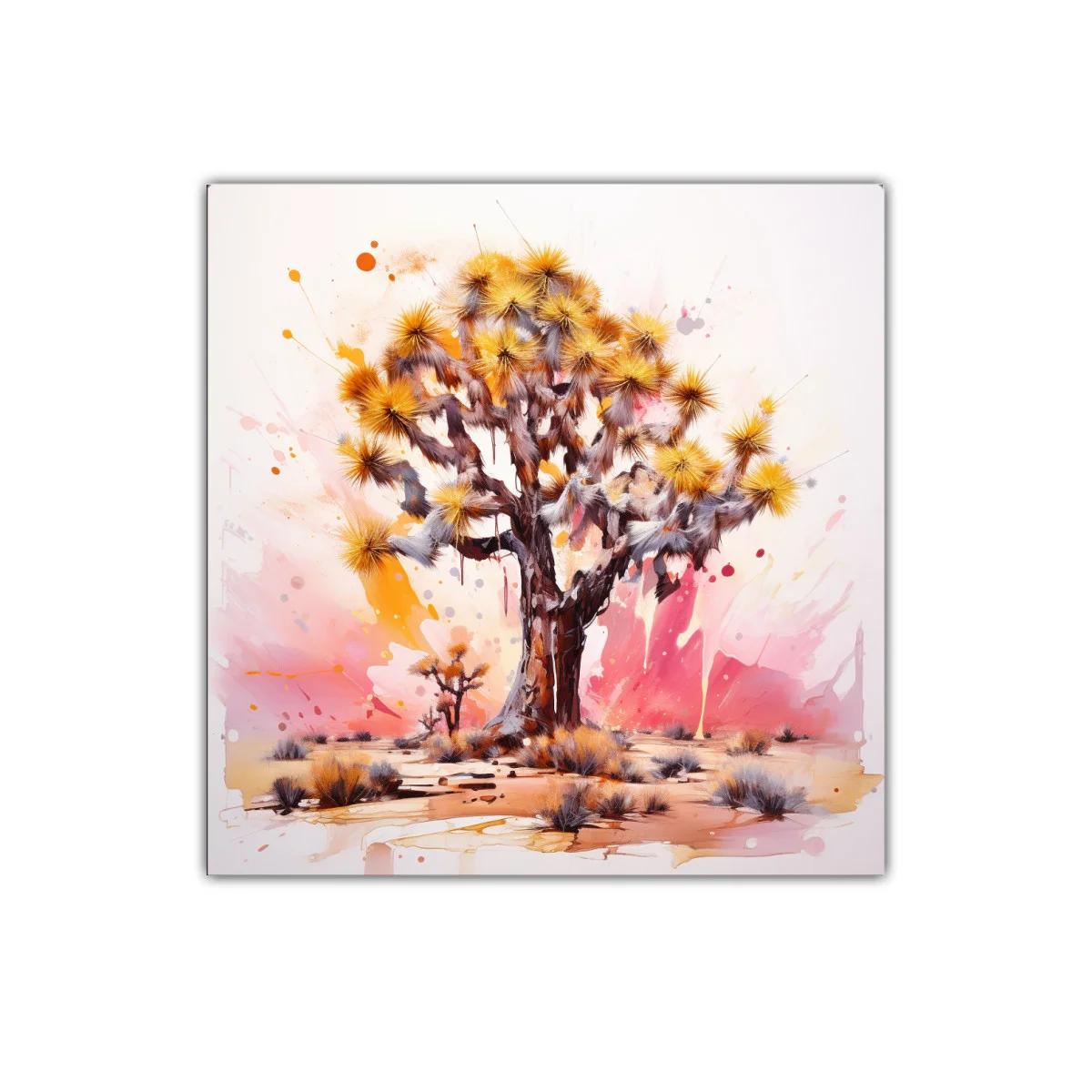 Cuadro decorativo árbol desierto en tonos cálidos vibrantes — imagen principal