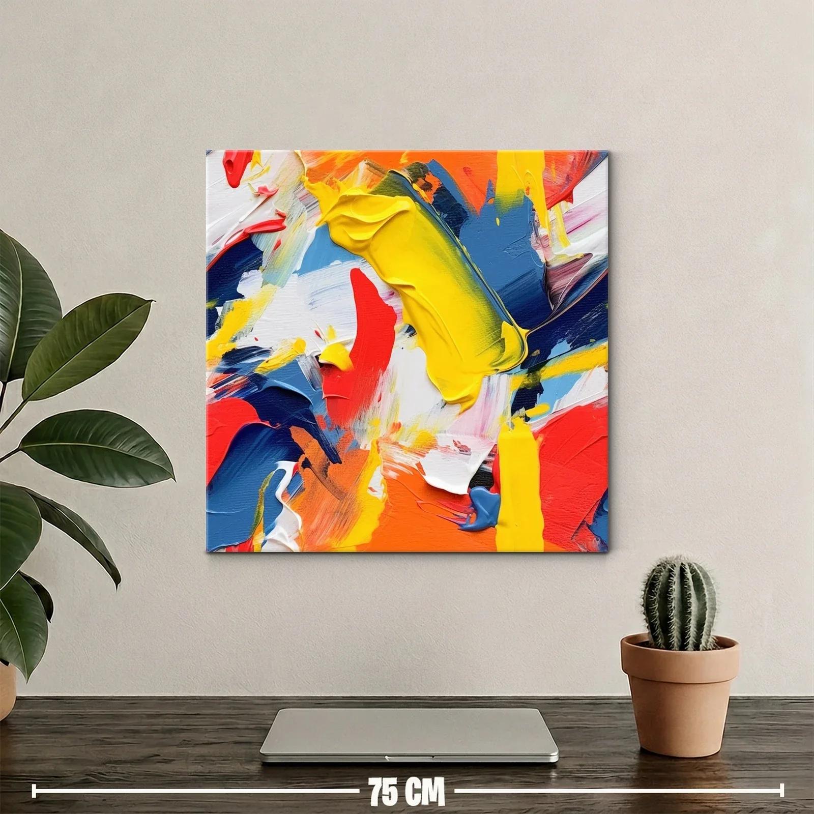Cuadro abstracto en vibrantes tonos cálidos y fríos — miniatura 2