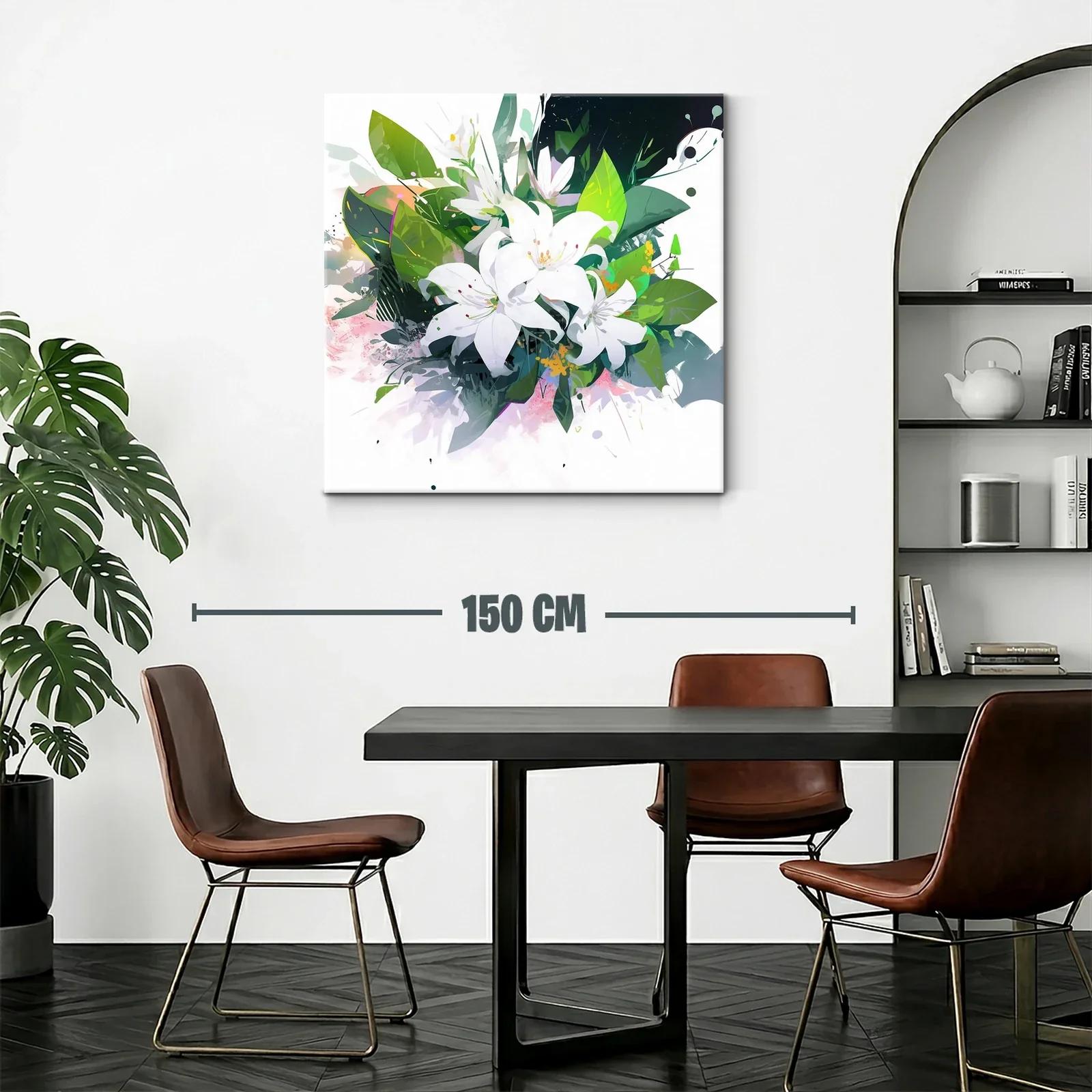 Elegancia natural con bouquet de lirios blancos y hojas verdes — miniatura 2