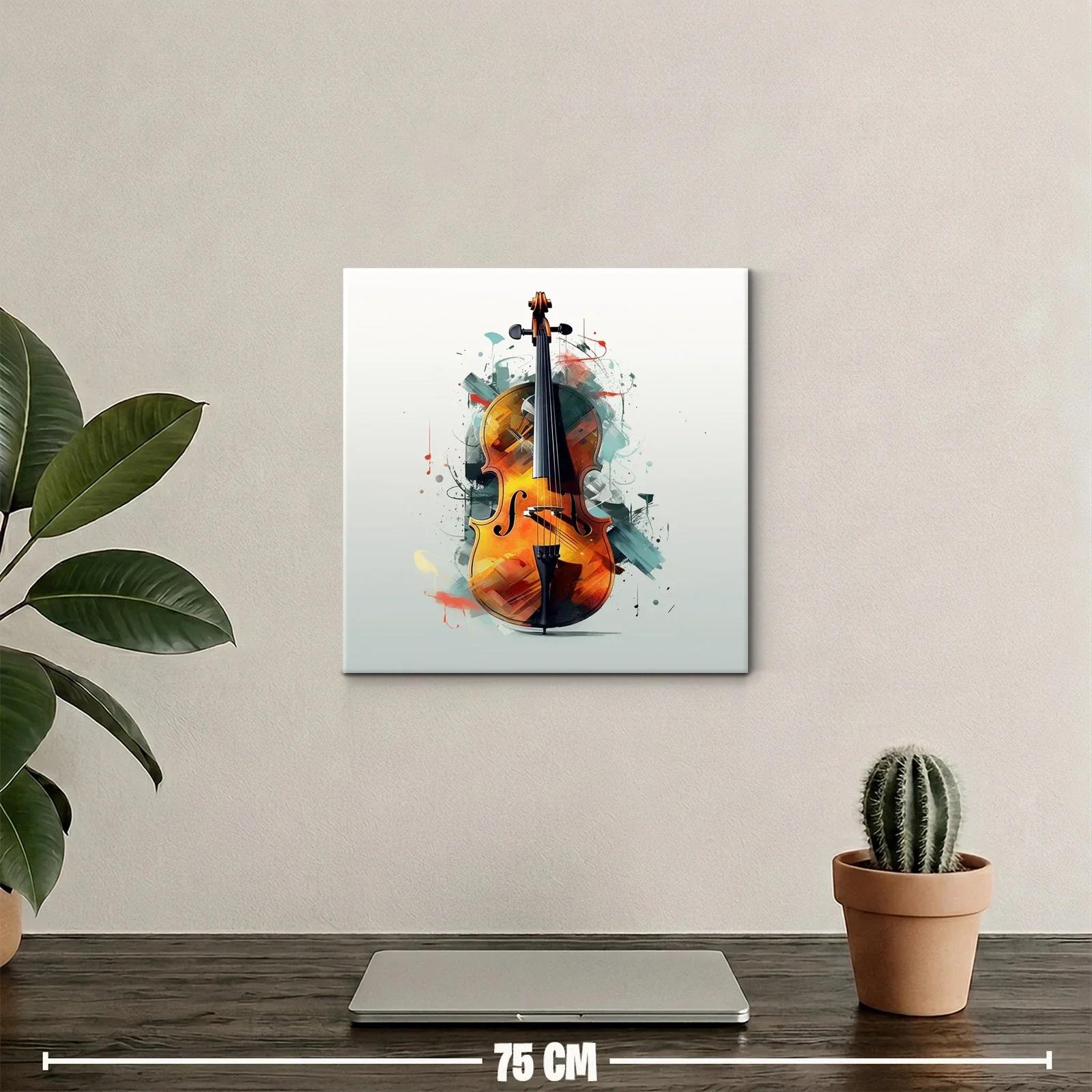 Cuadro con violín vibrante y toque moderno artístico — miniatura 2