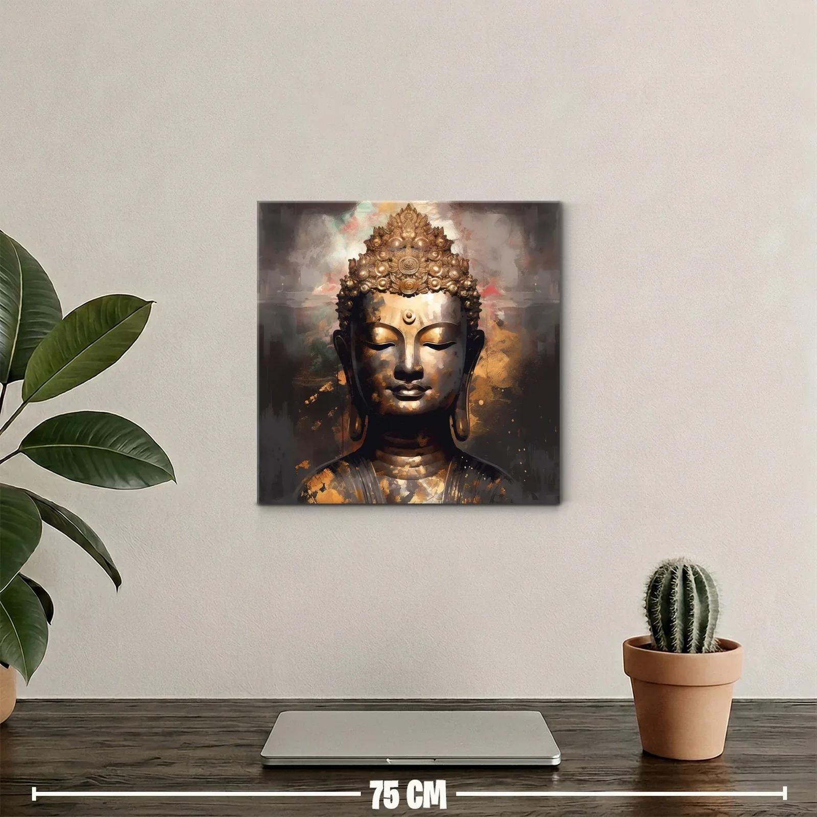 Retrato sereno de Buda con tonos dorados y ocres — miniatura 2