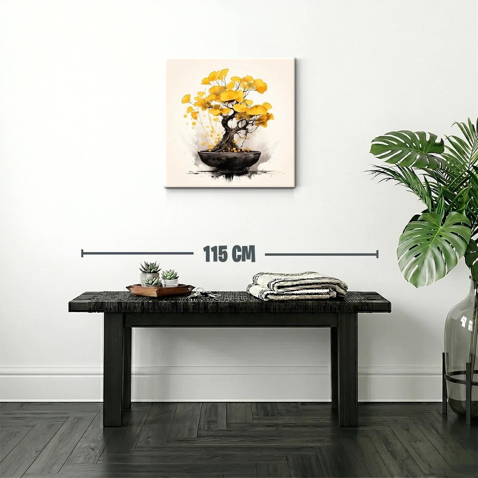 Árbol bonsái con hojas doradas en delicado equilibrio — miniatura 2