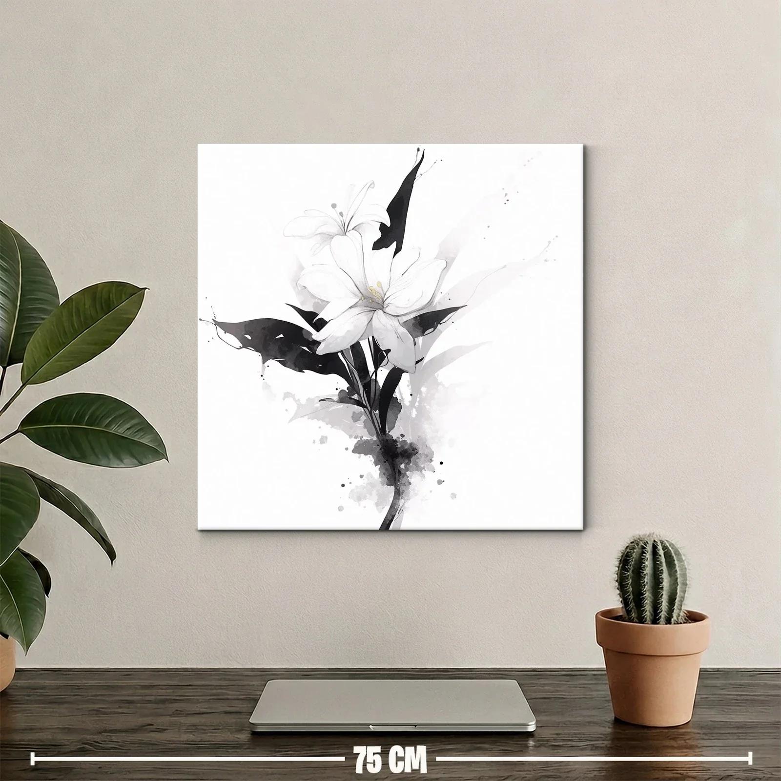 Flor blanca con toques de acuarela en tonos grises — miniatura 2
