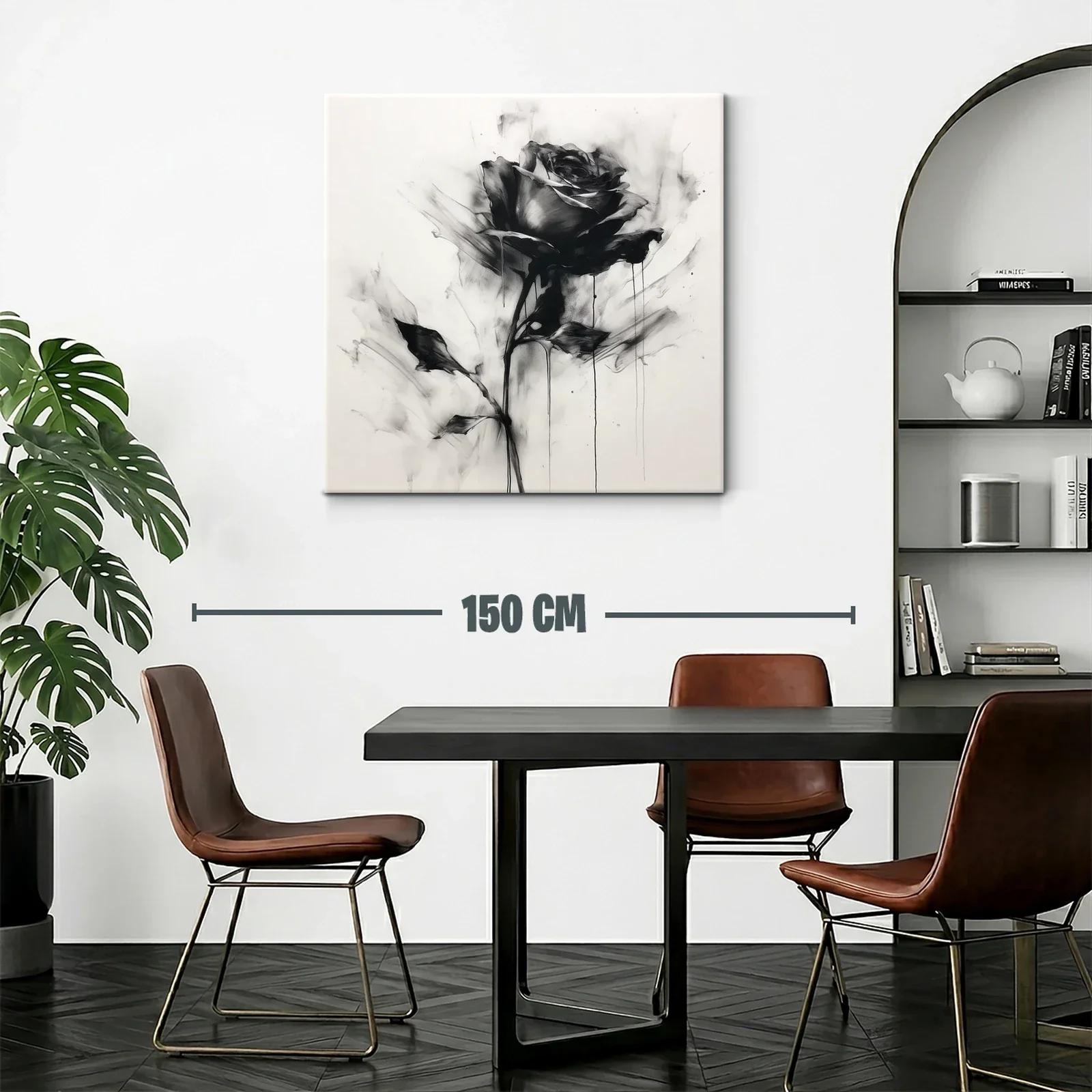Rosa en blanco y negro con efecto acuarela y trazos fluidos — miniatura 2