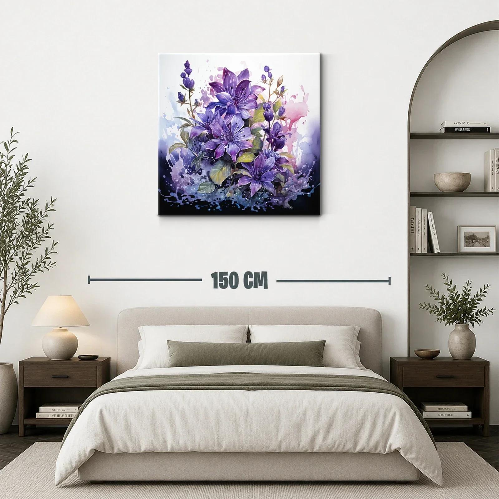Flores violetas vibrantes con detalles en acuarela — miniatura 3