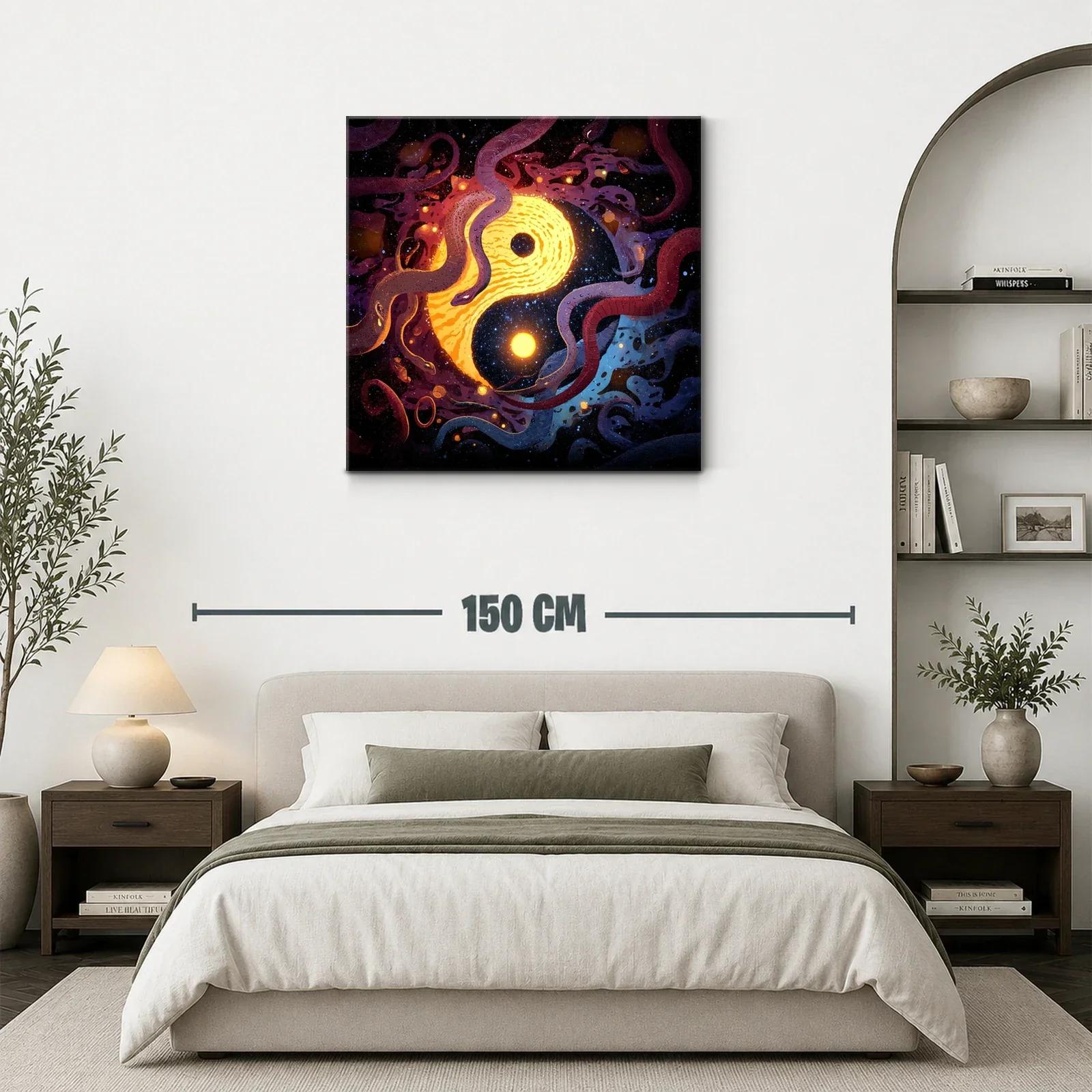 Yin Yang cósmico entre serpientes en galaxia vibrante — miniatura 3