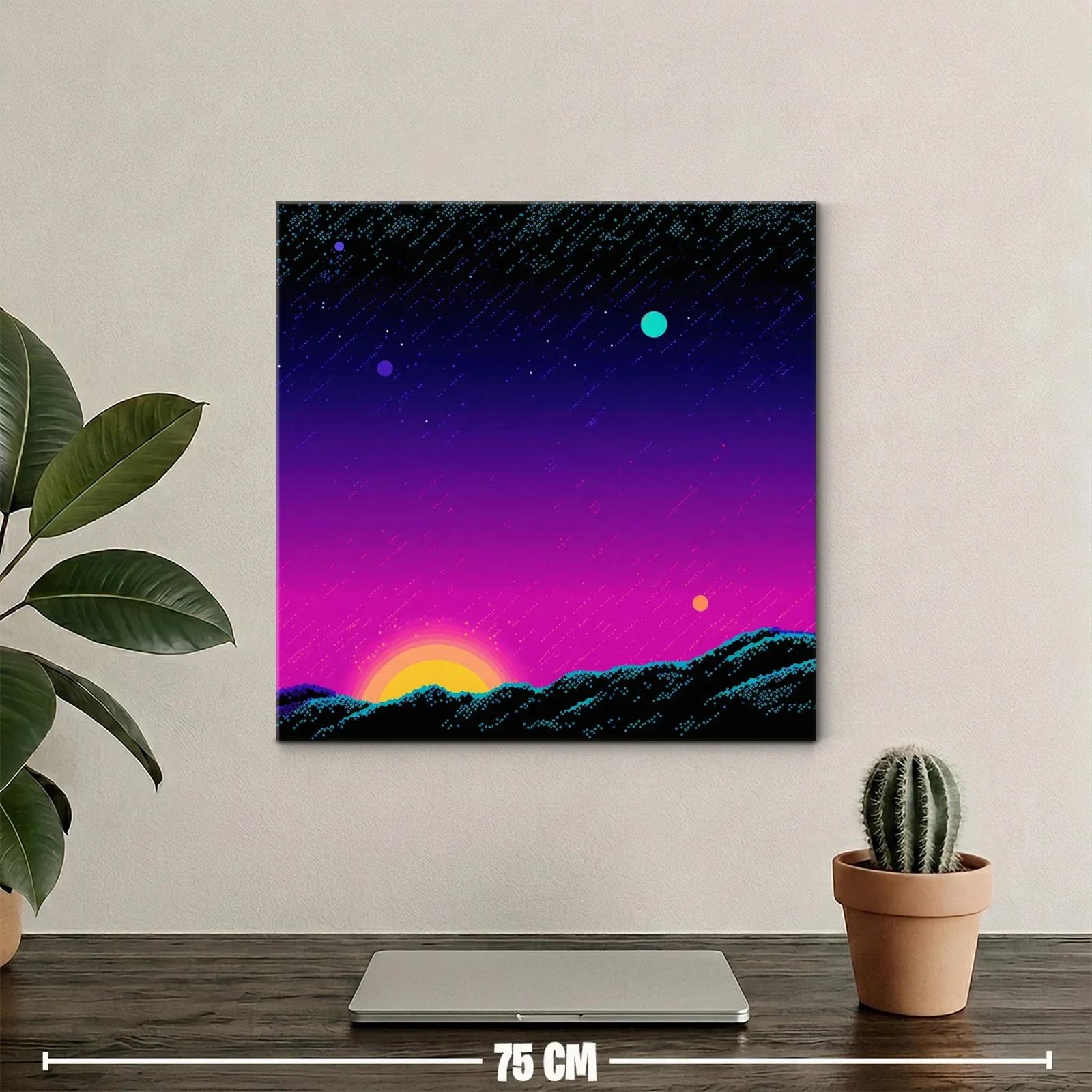 Atardecer cósmico con estrellas y planetas brillantes — miniatura 2