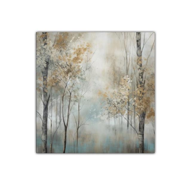 Bosque etéreo con delicados tonos dorados y azules