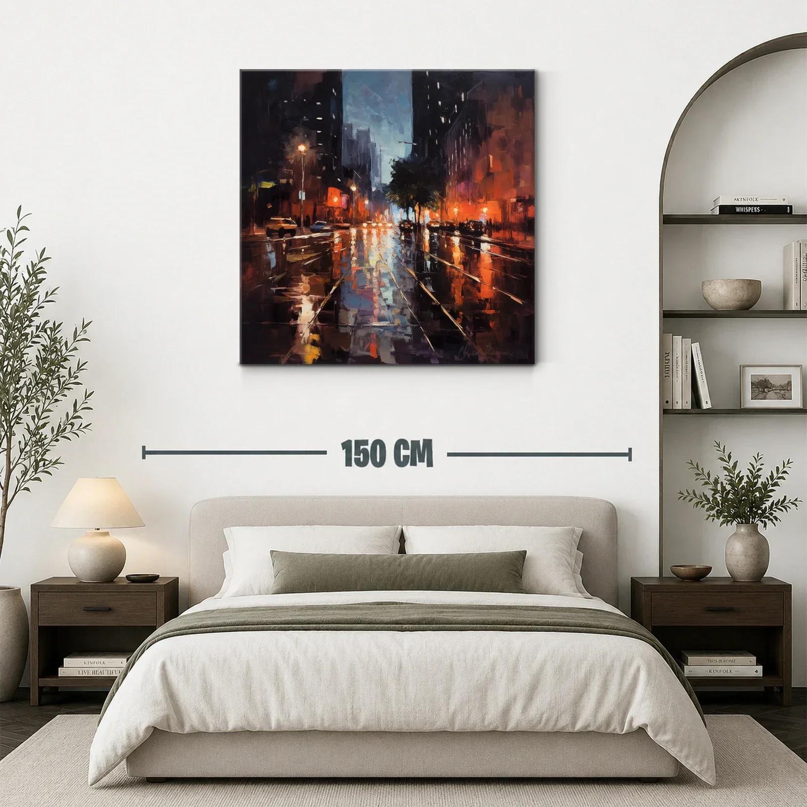 Reflejos urbanos al anochecer con luces vibrantes — miniatura 3