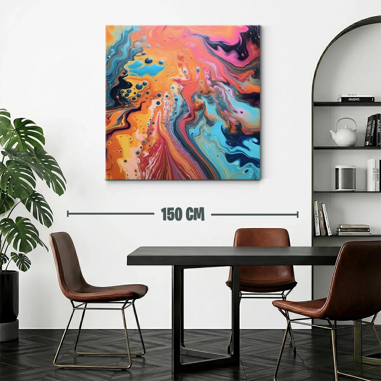 Cuadro abstracto con vibrantes tonos cálidos y fríos — miniatura 2