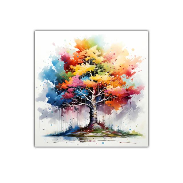 Árbol vibrante de colores con fondo difuminado elegante