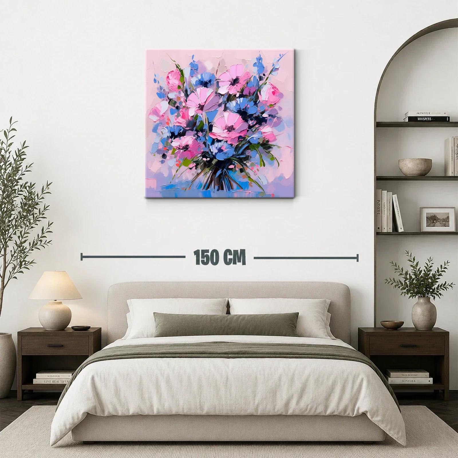 Ramo de flores en tonos rosas y azules vibrantes — miniatura 3