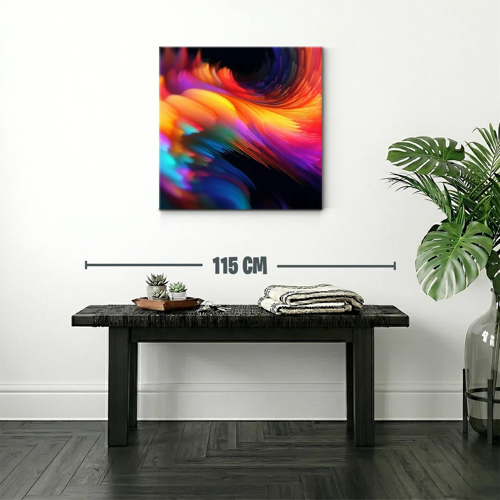 Cuadro abstracto en vibrantes tonos cálidos y fríos — miniatura 2