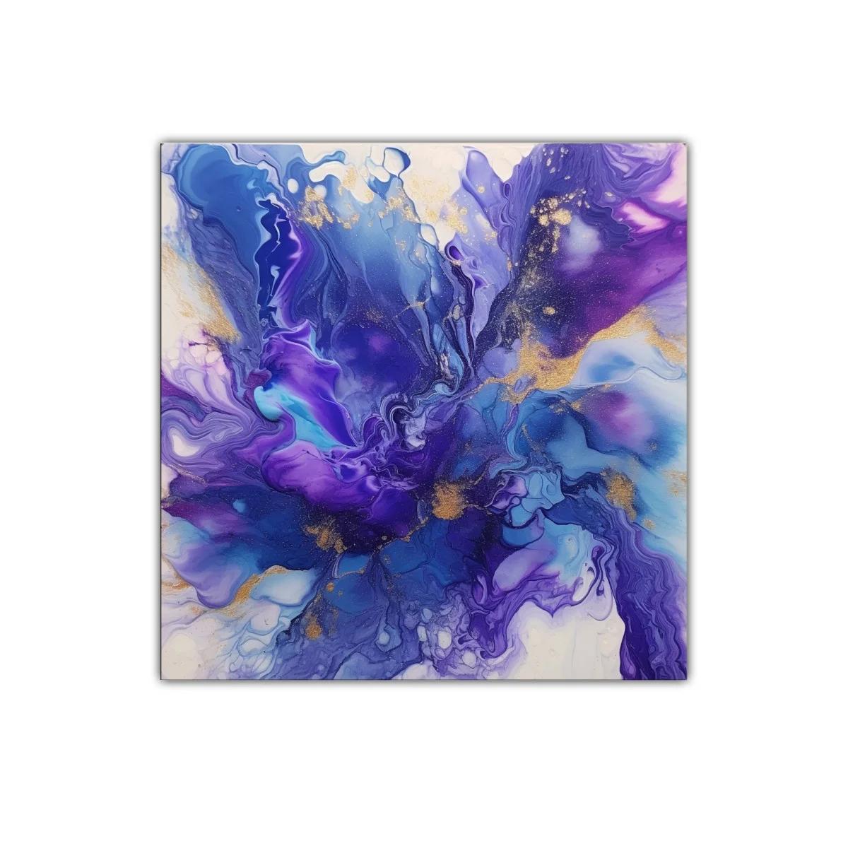 Cuadro decorativo abstracto con tonos azul y morado vibrante — imagen principal