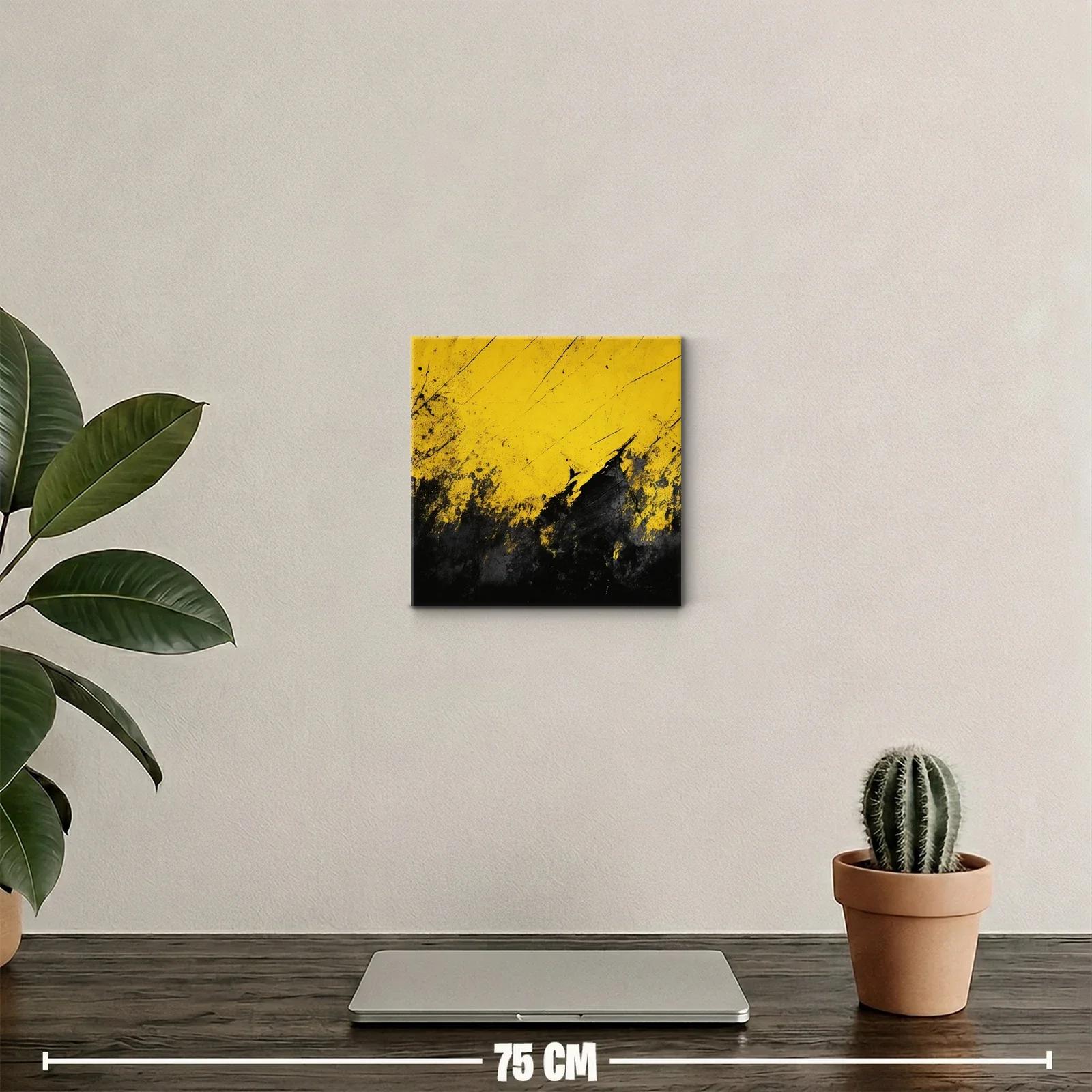 Cuadro abstracto con explosión en tonos amarillos y negros — miniatura 2