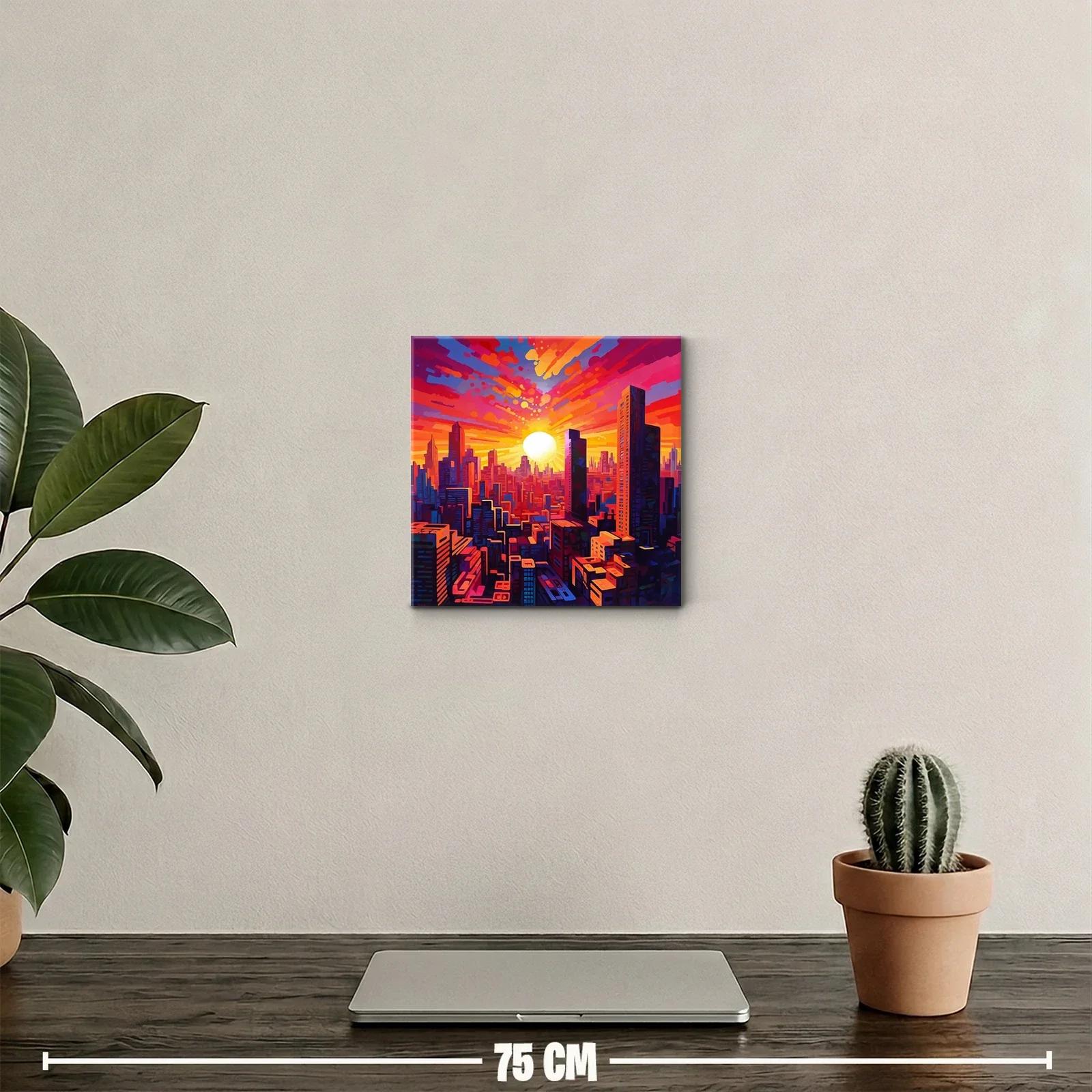 Atardecer vibrante sobre ciudad moderna llena de energía — miniatura 2