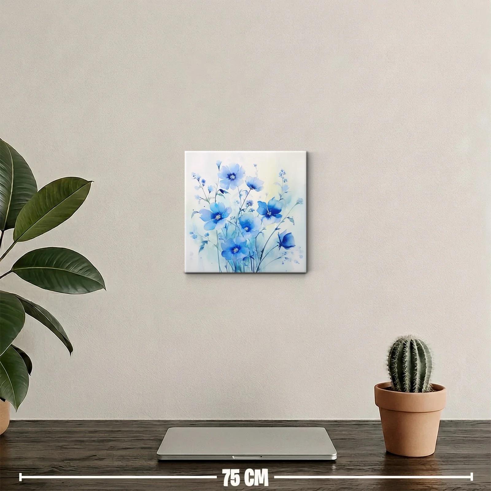 Cuadro decorativo con flores en tonos azulados delicados — miniatura 2