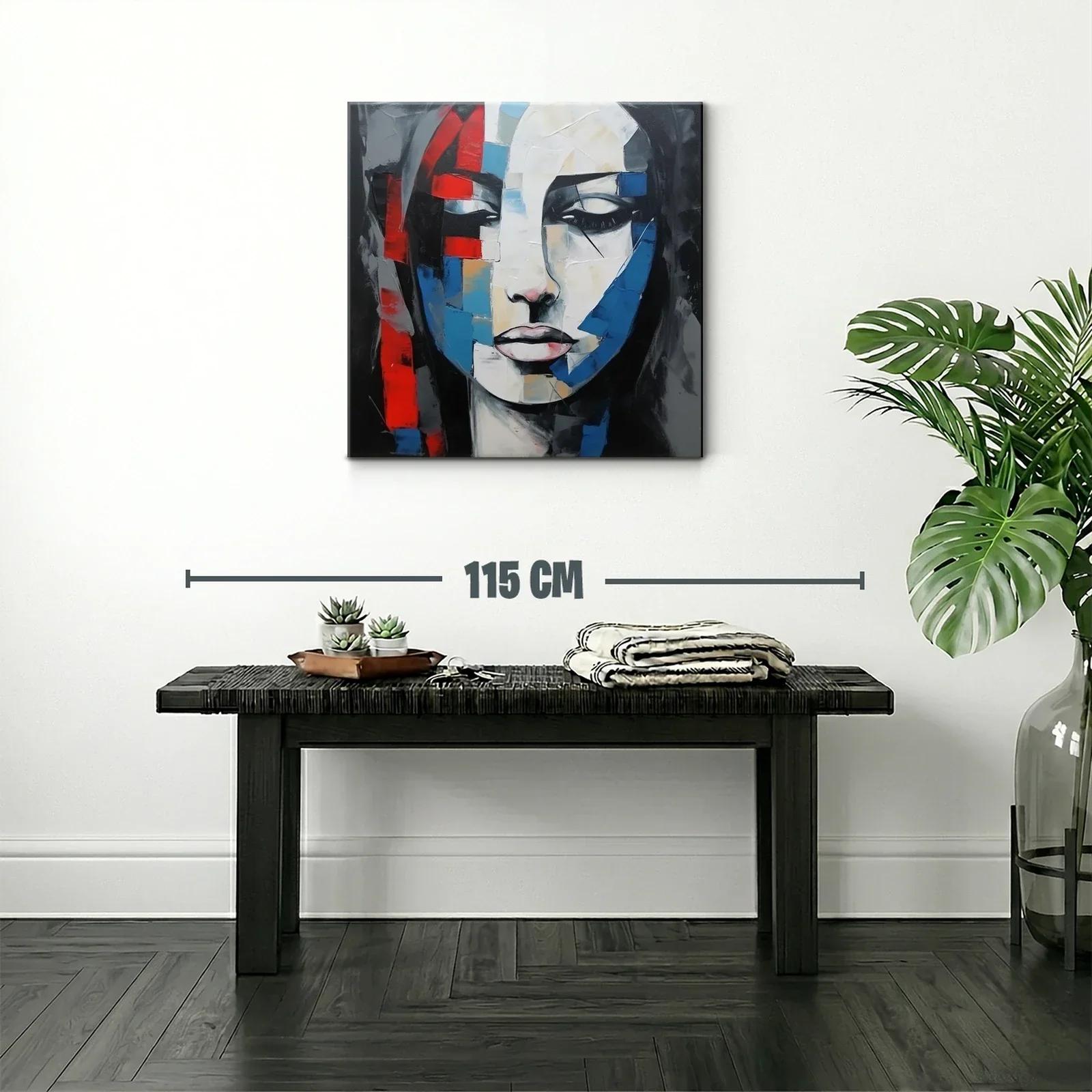 Retrato abstracto vibrante con toques rojos y azules — miniatura 2