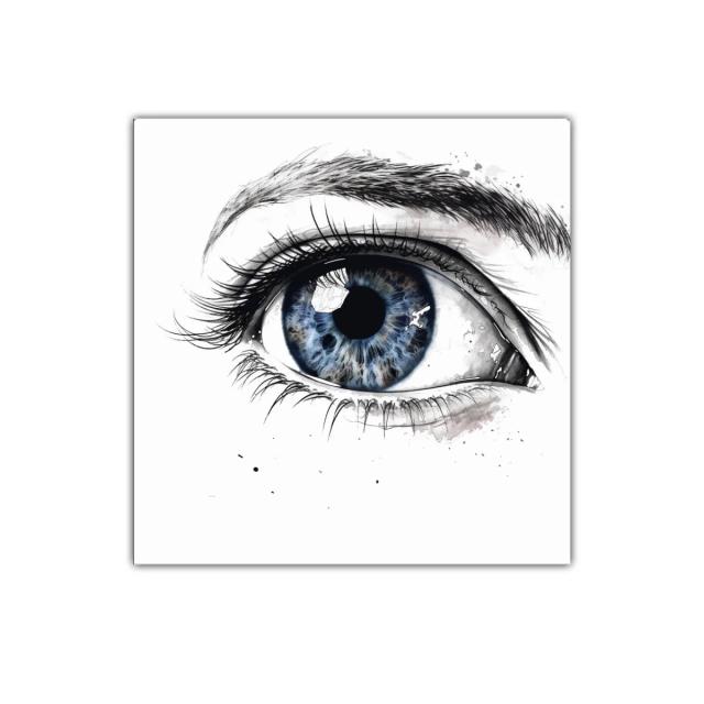 Cuadro decorativo ojo azul en blanco y negro