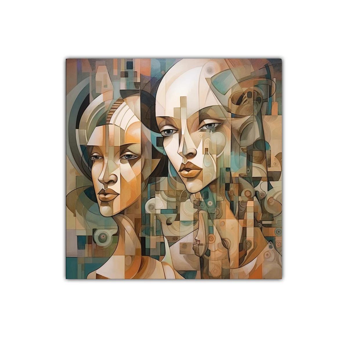 Retrato artístico de dos rostros en tonos cálidos y fríos — imagen principal