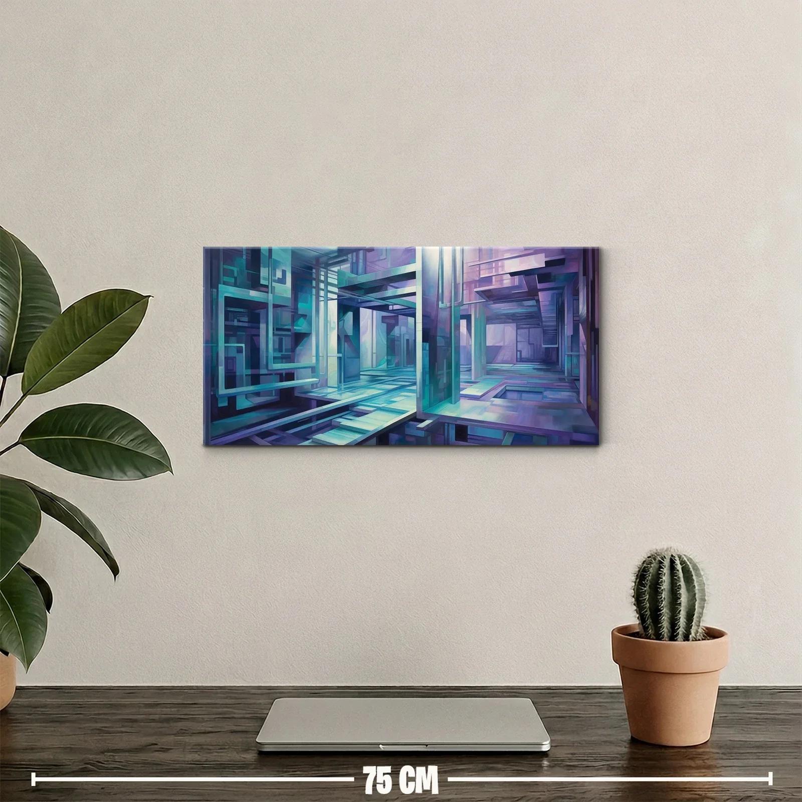 Cuadro laberinto geométrico con planos rectangulares entrecruzados — miniatura 2