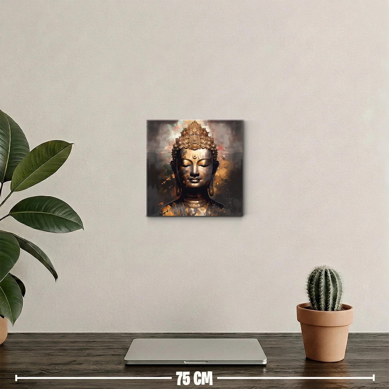 Retrato sereno de Buda con tonos dorados y ocres — miniatura 2