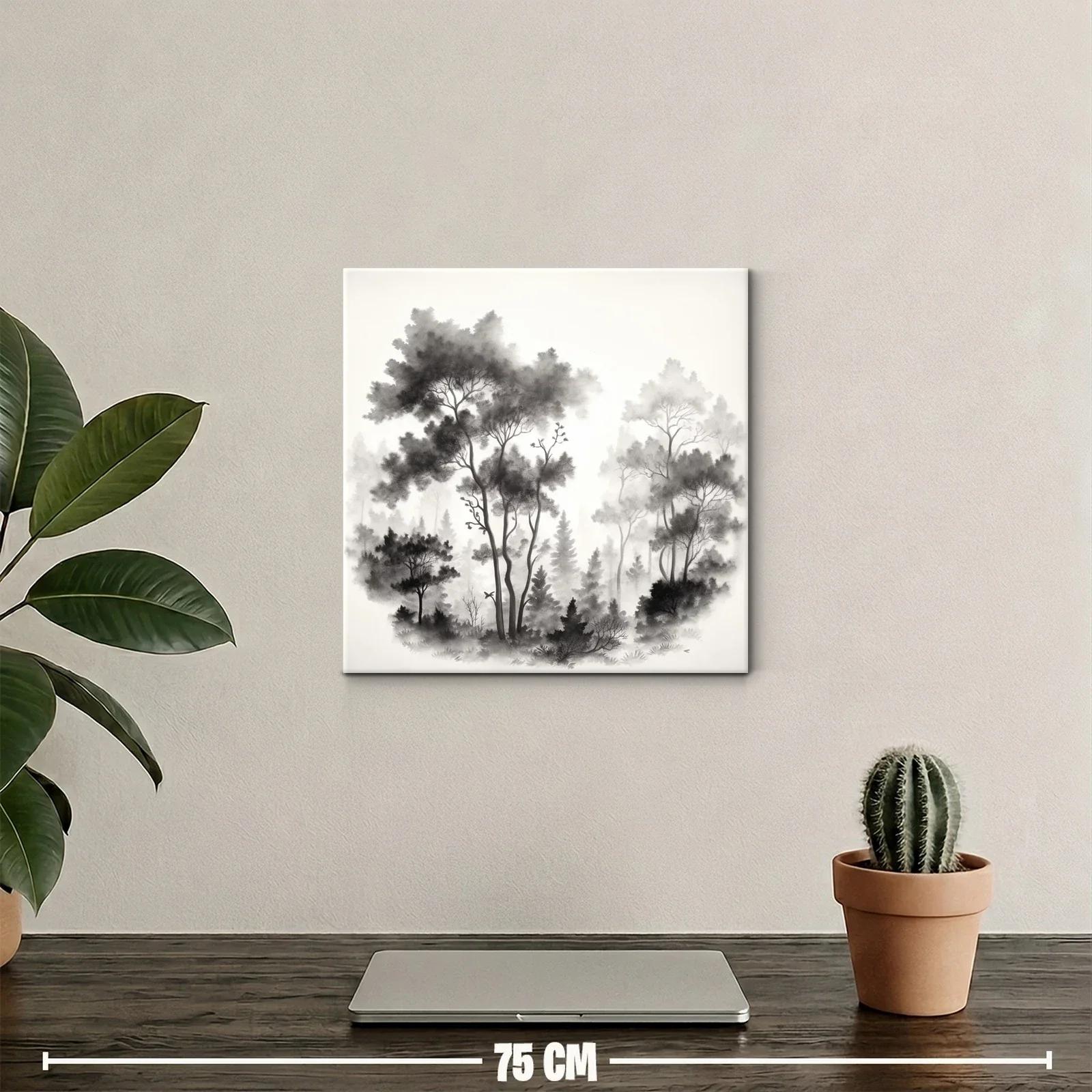 Bosque nebuloso en tonos grises para un ambiente sereno — miniatura 2