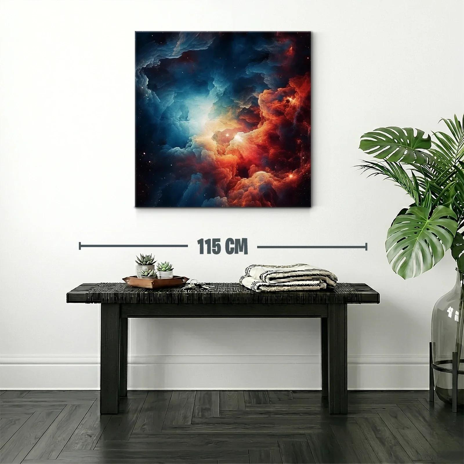Cuadro abstracto con explosión cósmica en tonos intensos — miniatura 2