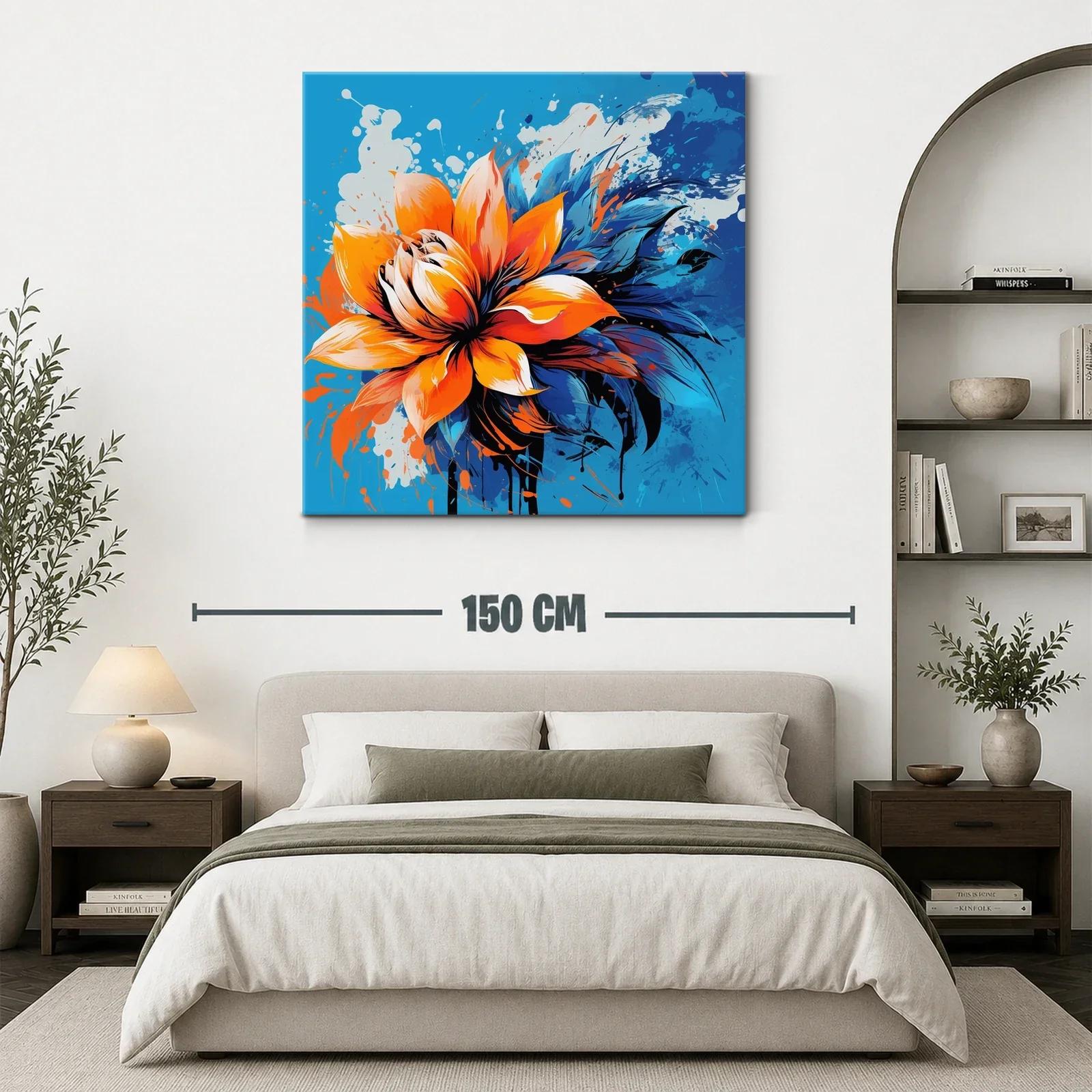Flor vibrante con contrastes en azul y naranja intenso — miniatura 3