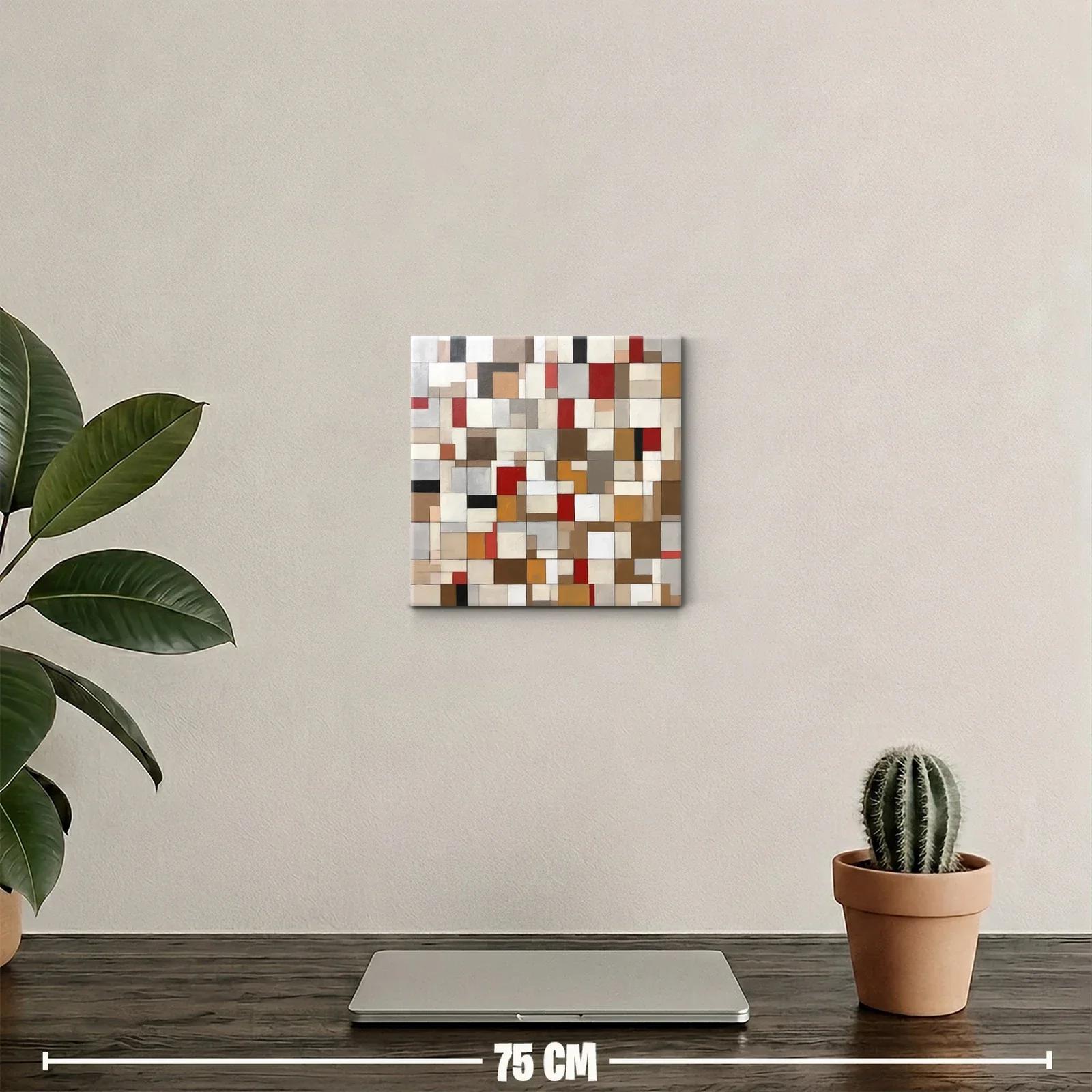 Composición geométrica en tonos tierra y rojo vibrante — miniatura 2