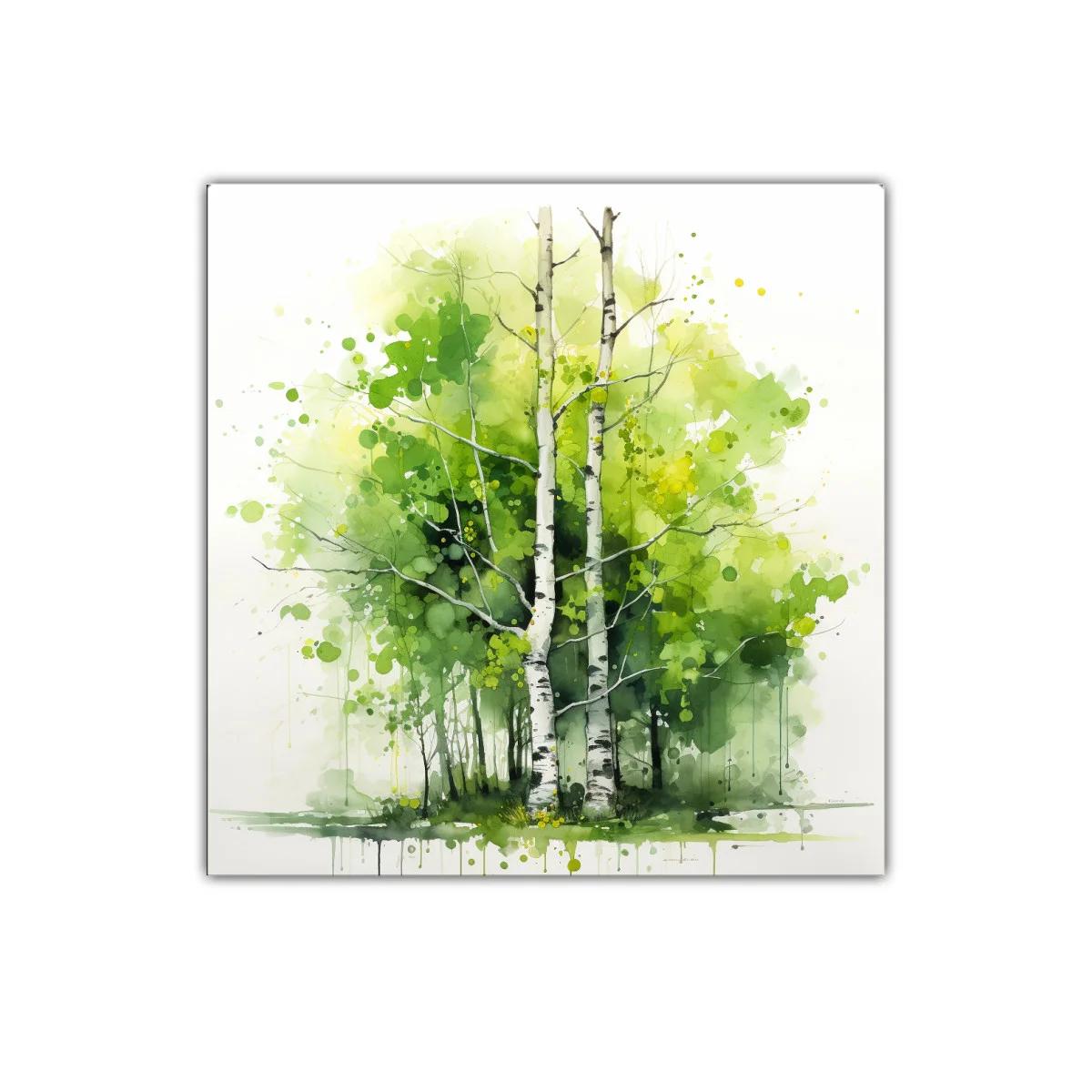 Bosque de abedules en tonos verdes y amarillos — imagen principal