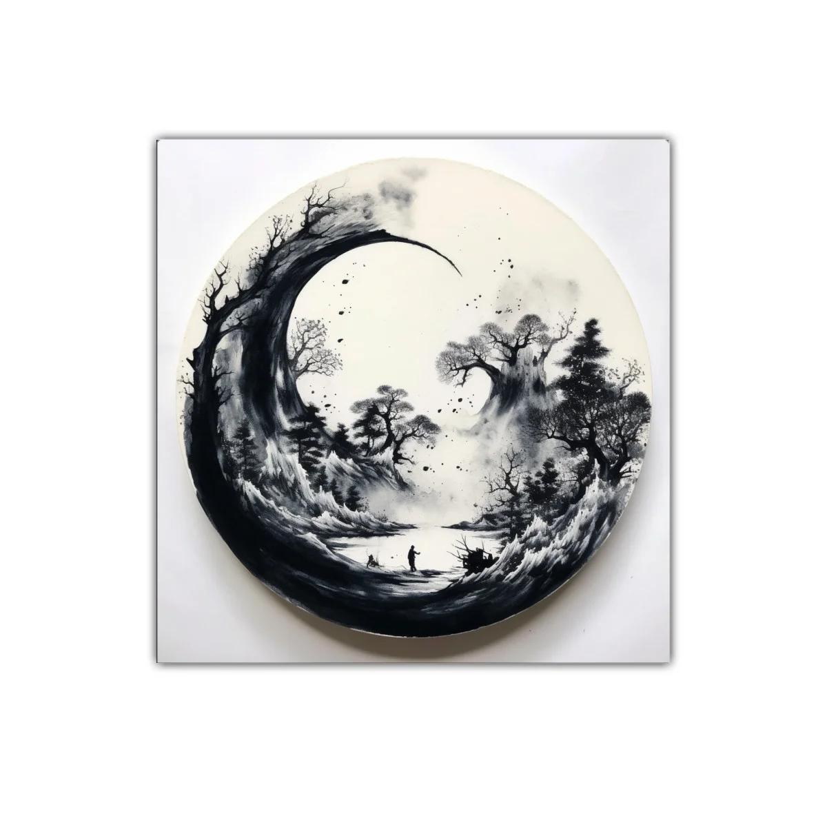 Paisaje monocromático con figura en entorno natural misterioso — imagen principal