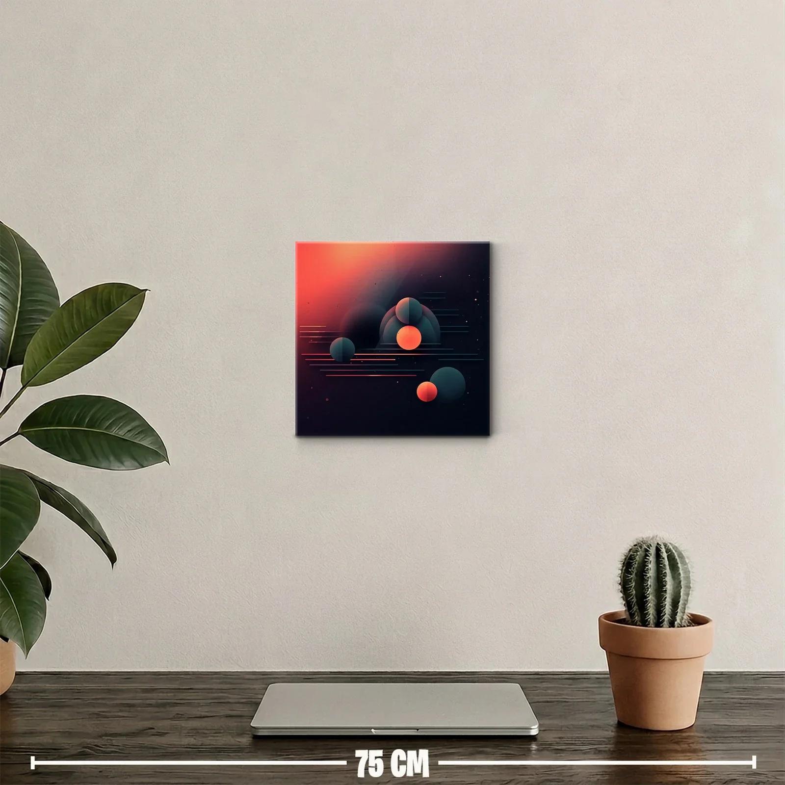 Composición abstracta con esferas y líneas en tonos cálidos — miniatura 2
