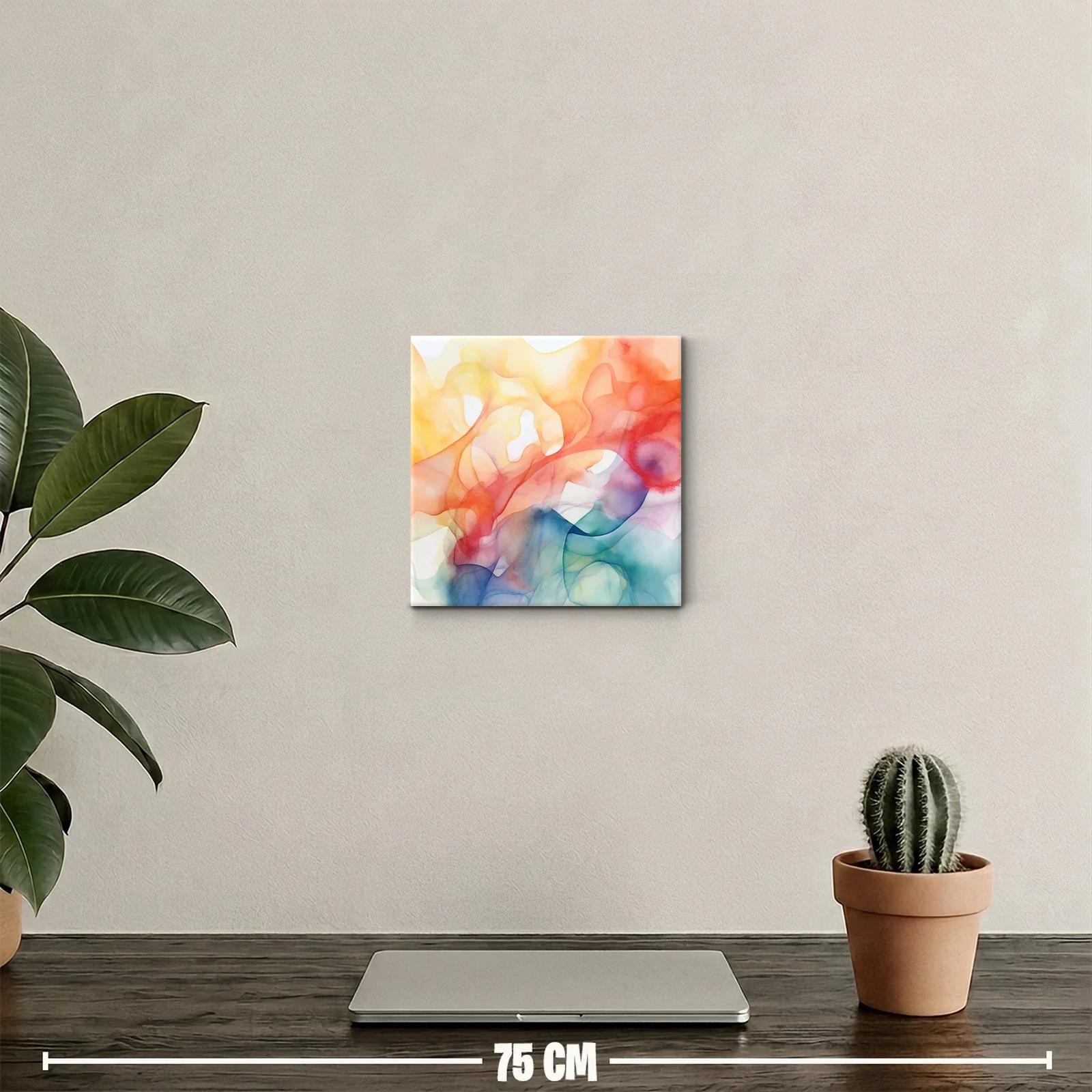 Cuadro abstracto con suaves formas onduladas de colores vibrantes — miniatura 2